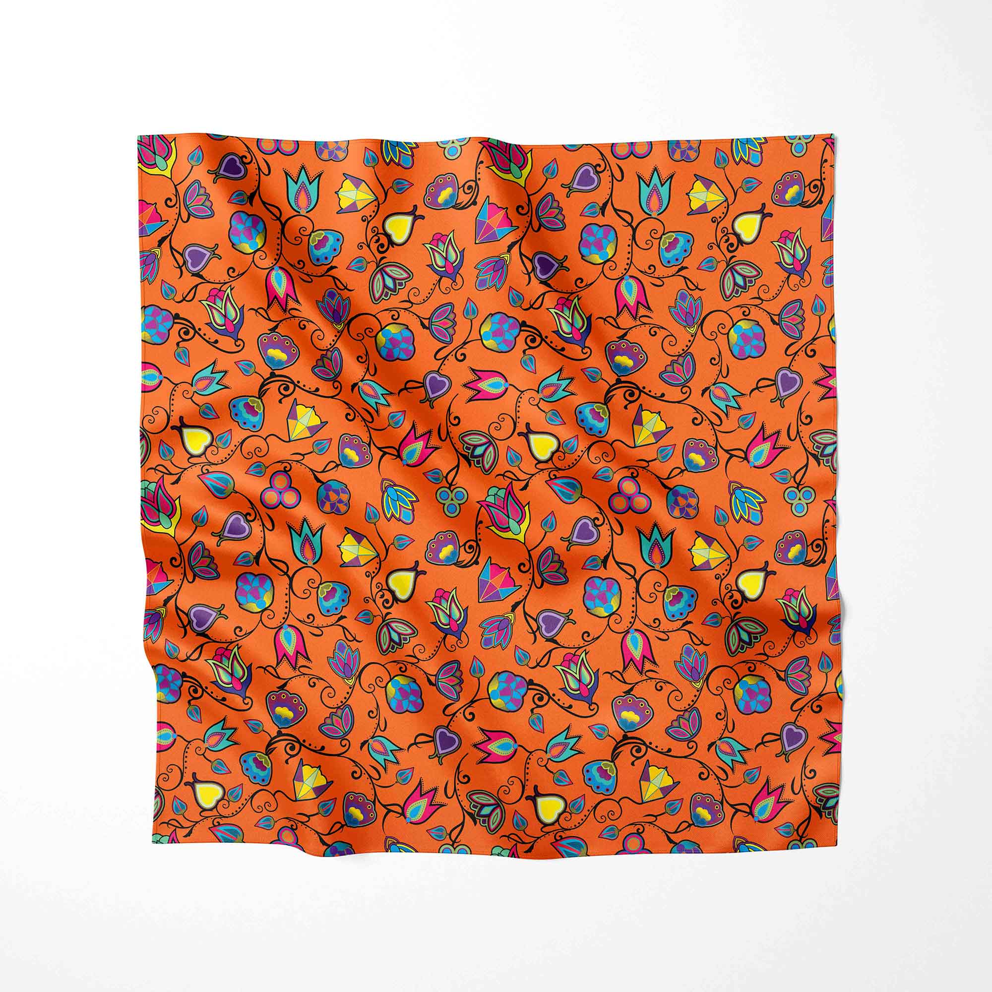 Indigenous Paisley Orange Satin Fabric By the Yard Pre Order