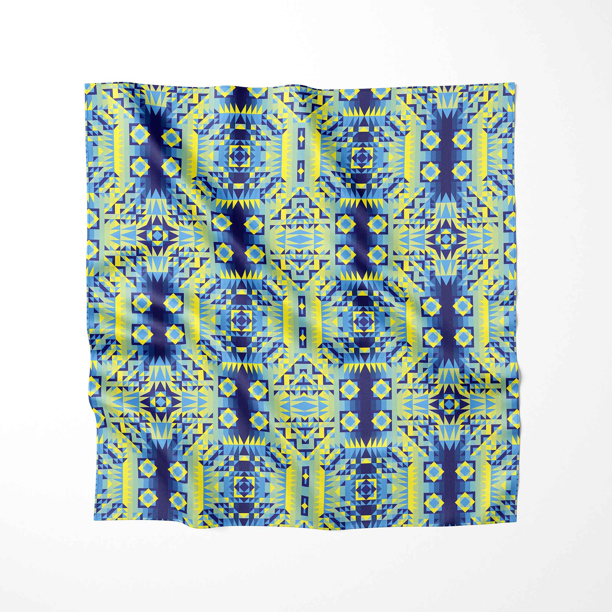 Kaleidoscope Jaune Bleu Satin Fabric By the Yard Pre Order