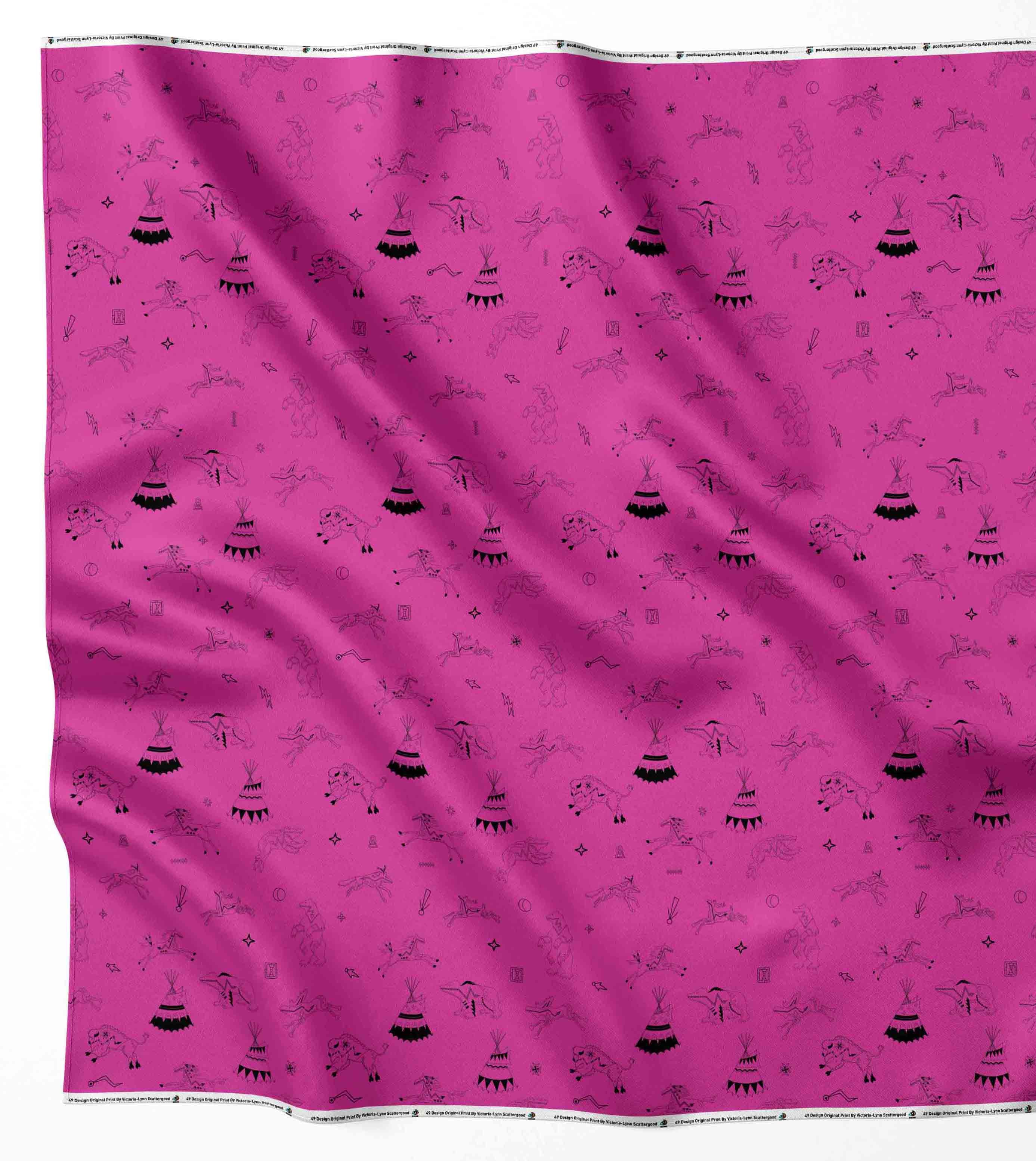 Ledger Dabbles Magenta Satin Fabric By the Yard Pre Order