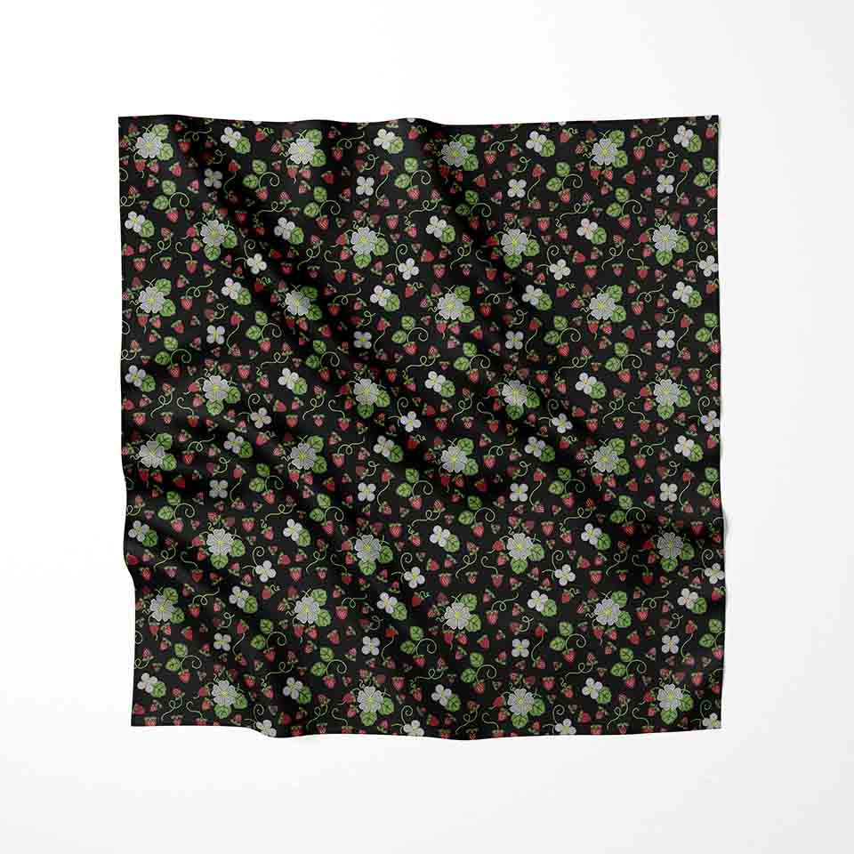 Strawberry Dreams Midnight Satin Fabric By the Yard Pre Order