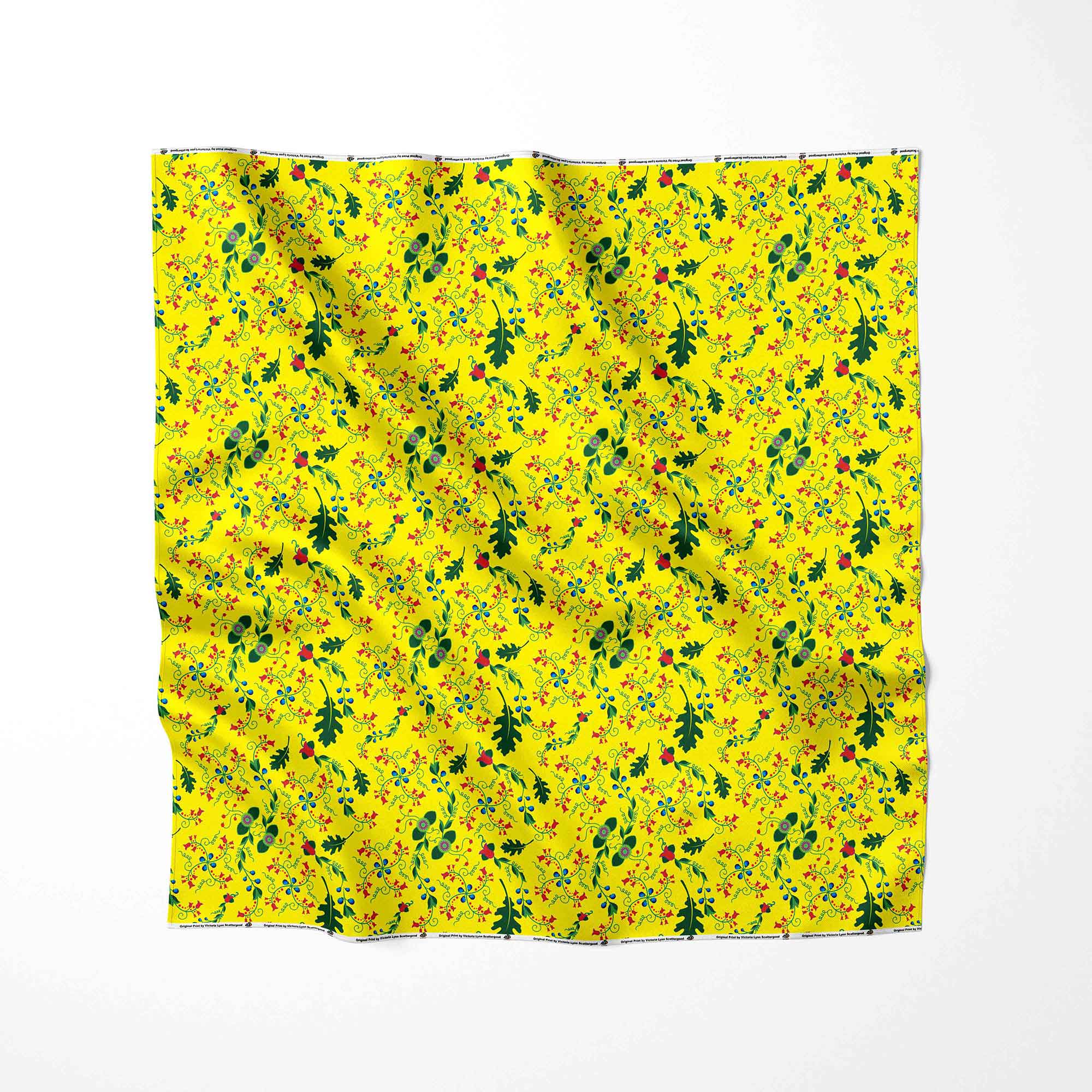 Vine Life Lemon Satin Fabric By the Yard Pre Order