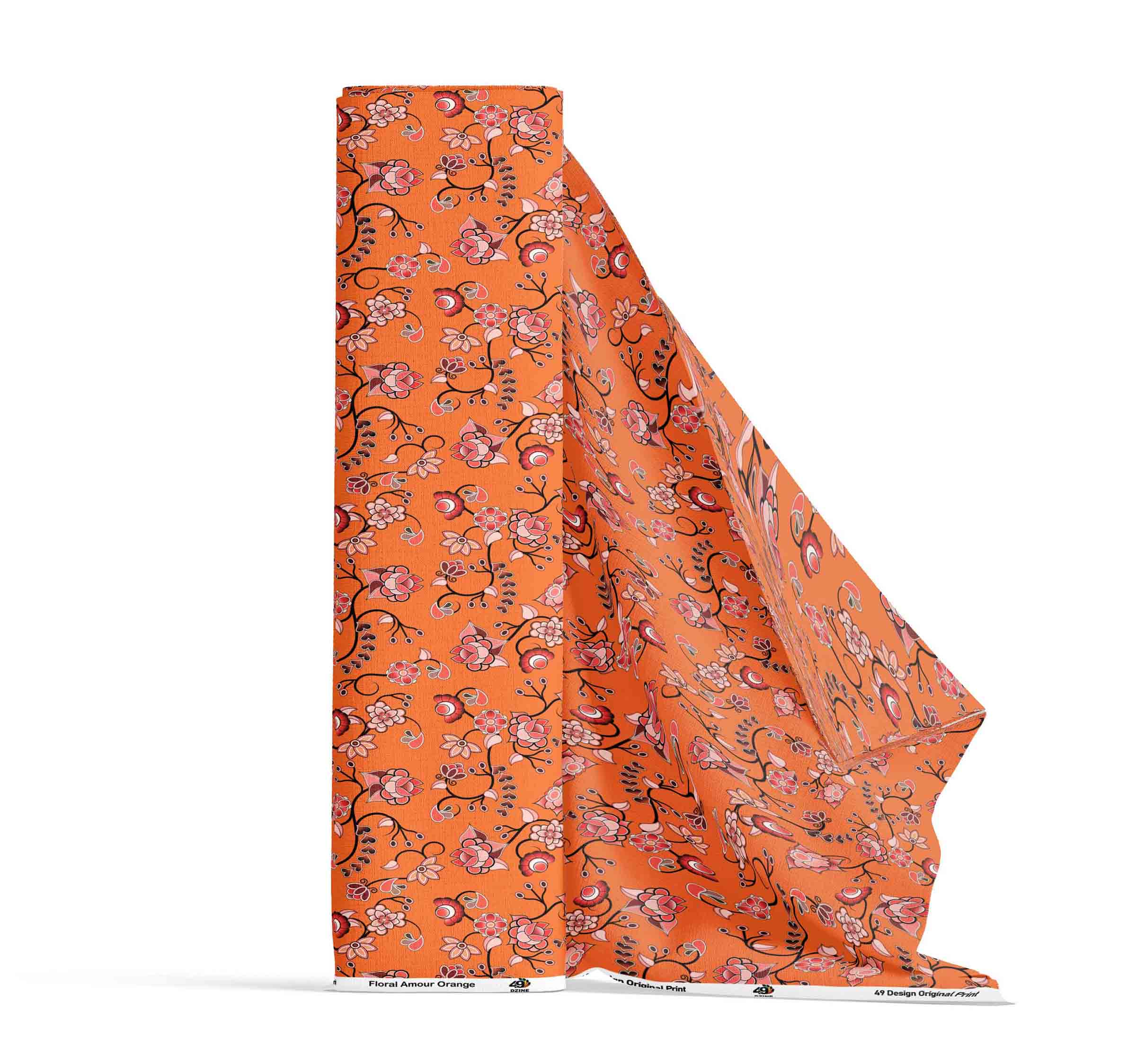 Floral Amour Orange Satin Fabric By the Yard Pre Order