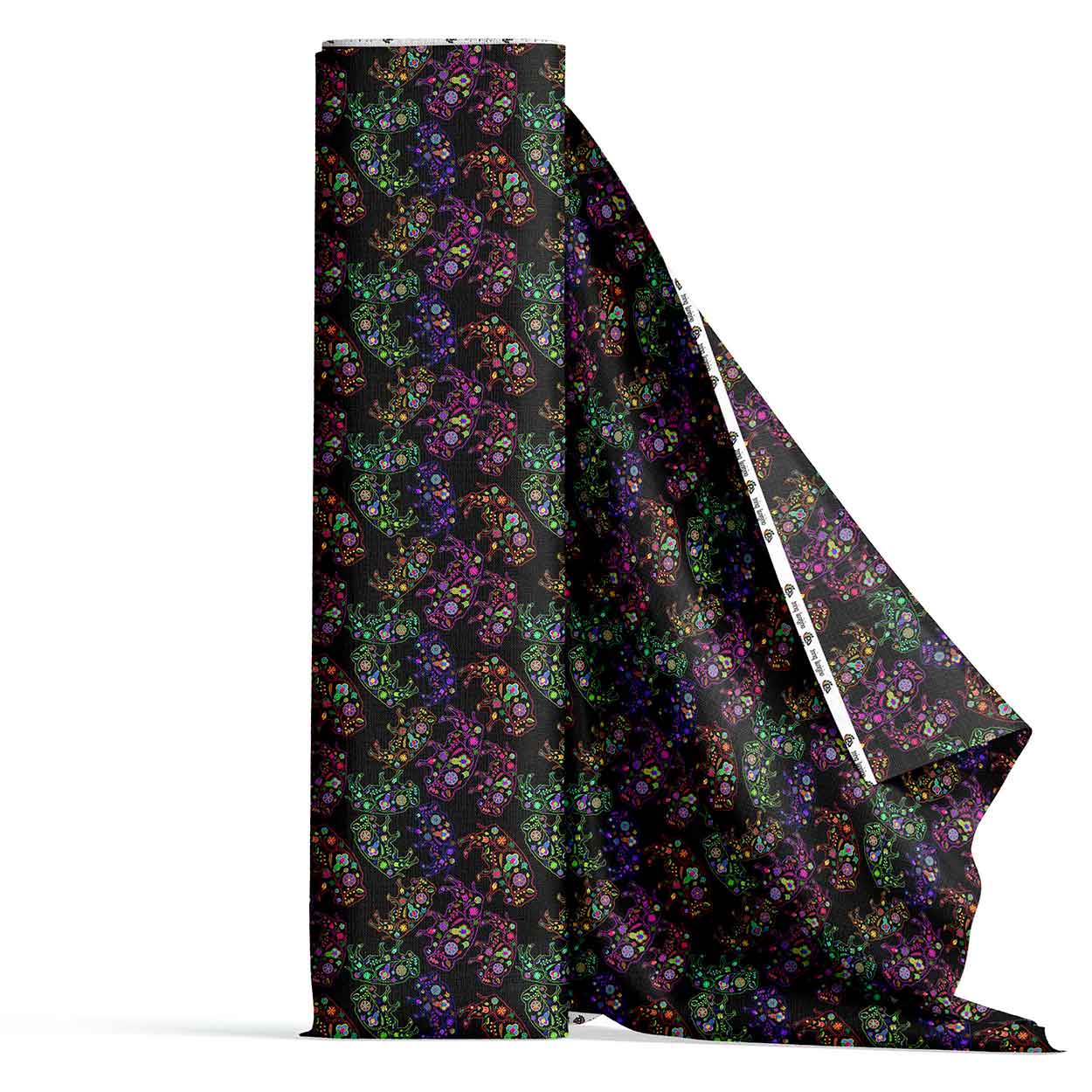 Neon Floral Buffalos Satin Fabric By the Yard Pre Order