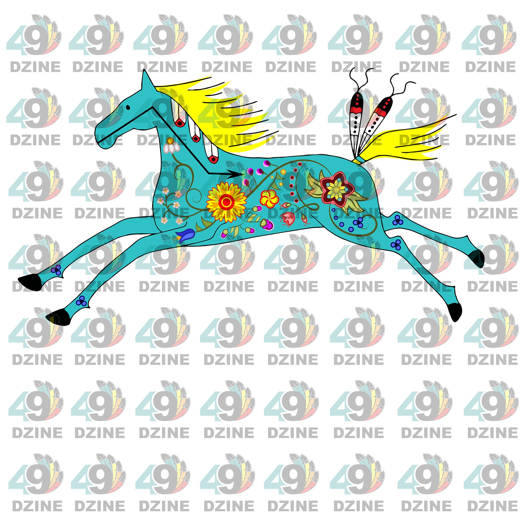 6-inch Floral Horse Transfer