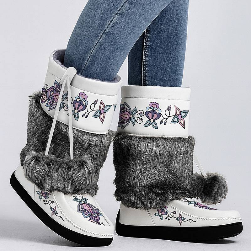 Snow Petal Spirit Real Leather MocLux Calf with Fur