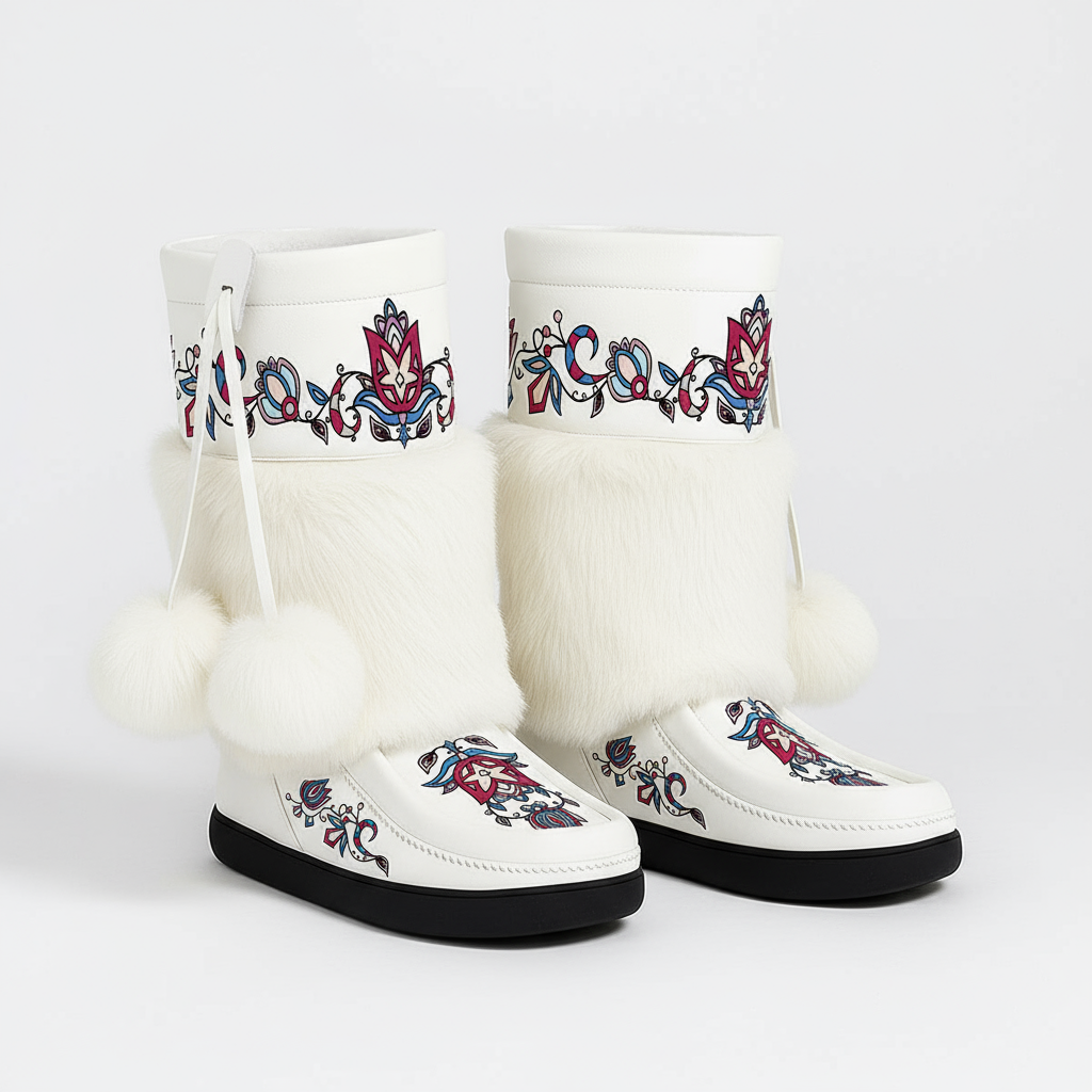 Northern Ember Real Leather MocLux Calf with Fur