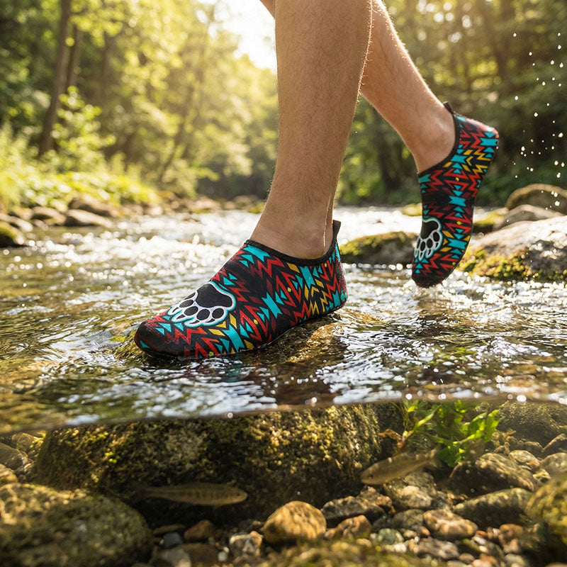 Fire Colors and Turquoise Bearpaw Sockamoccs