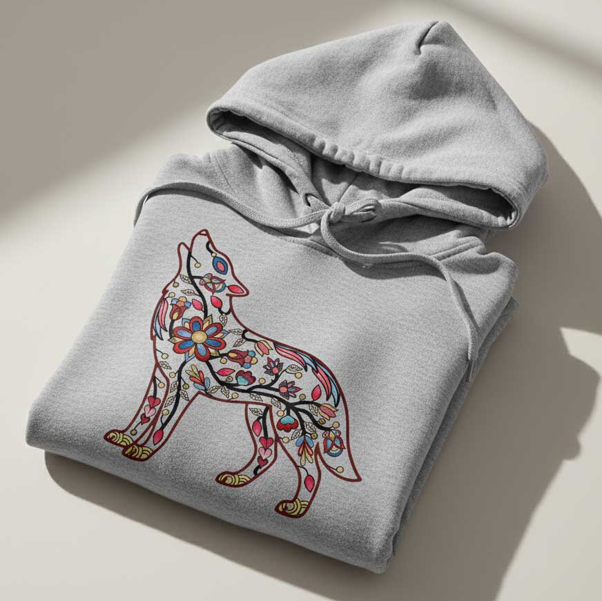 Wolf Floral Motif 2-M Various Sizes