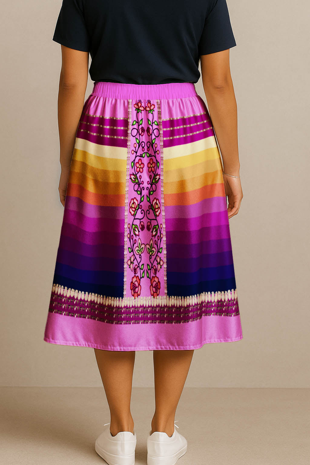 Grandmother Legacy Magenta 2 Elastic Waist Pocket Midi Skirt