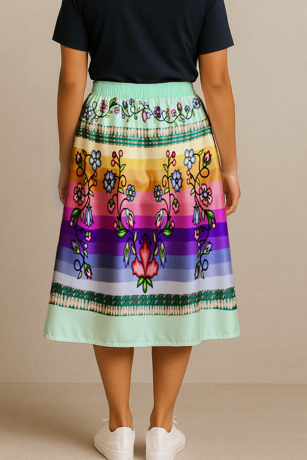 Grandmother Legacy Mint 1 Elastic Waist Pocket Midi Skirt