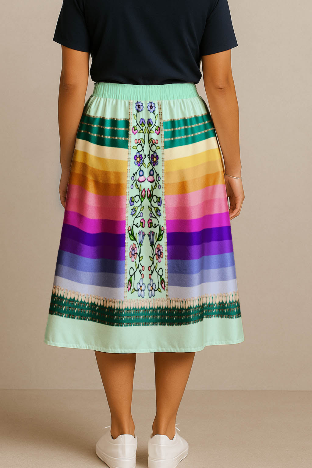 Grandmother Legacy Mint 2 Elastic Waist Pocket Midi Skirt