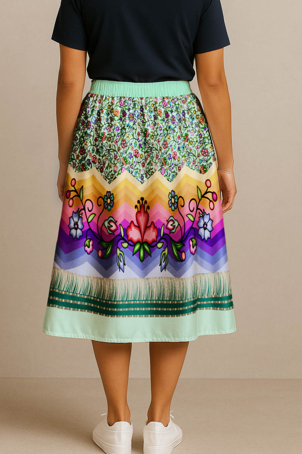 Grandmother Legacy Mint 3 Elastic Waist Pocket Midi Skirt