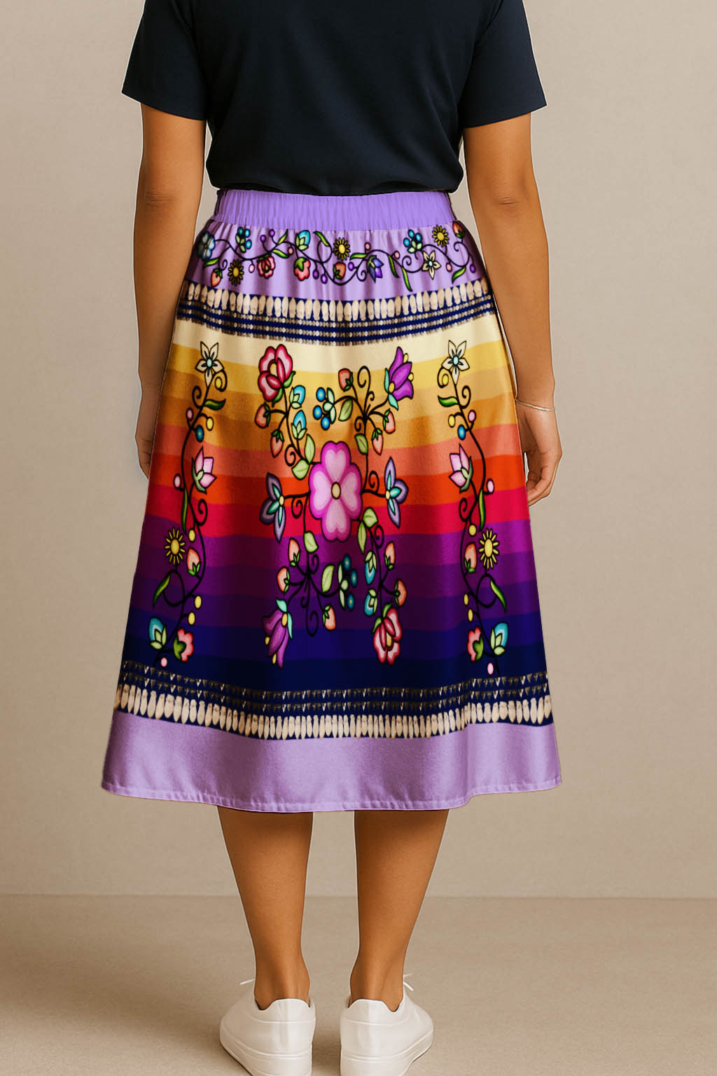 Grandmother Legacy Purple 1 Elastic Waist Pocket Midi Skirt