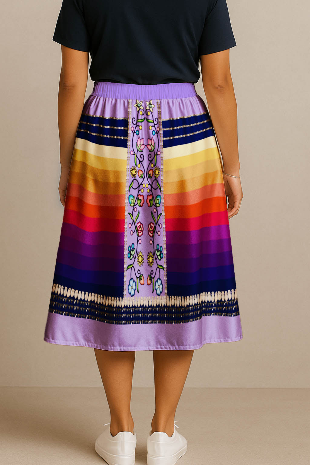 Grandmother Legacy Purple 2 Elastic Waist Pocket Midi Skirt