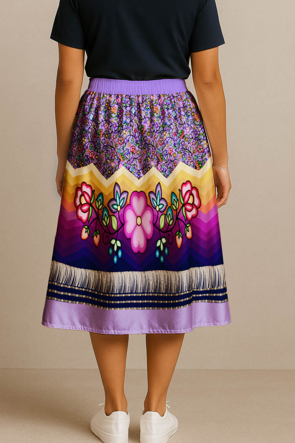 Grandmother Legacy Purple 3 Elastic Waist Pocket Midi Skirt