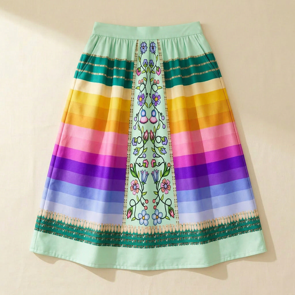 Grandmother Legacy Mint 2 Elastic Waist Pocket Midi Skirt