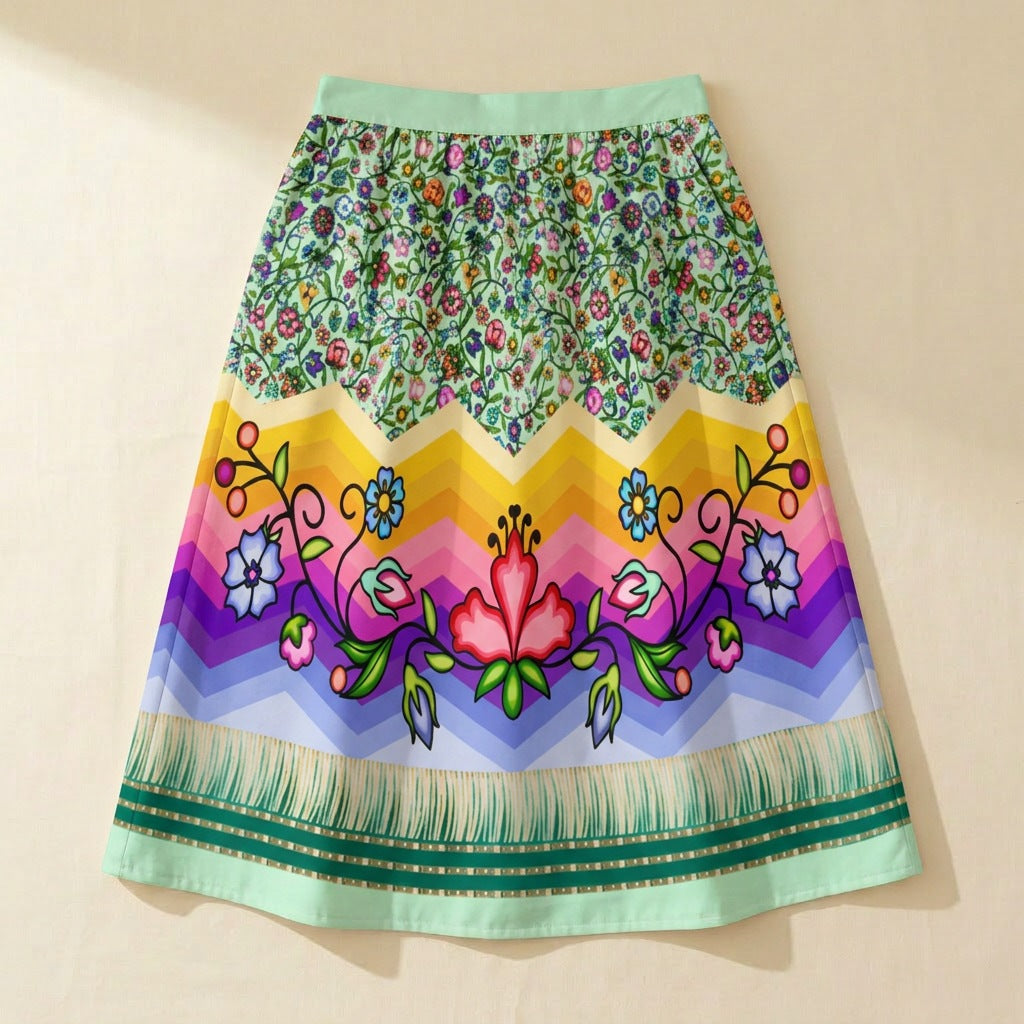 Grandmother Legacy Mint 3 Elastic Waist Pocket Midi Skirt