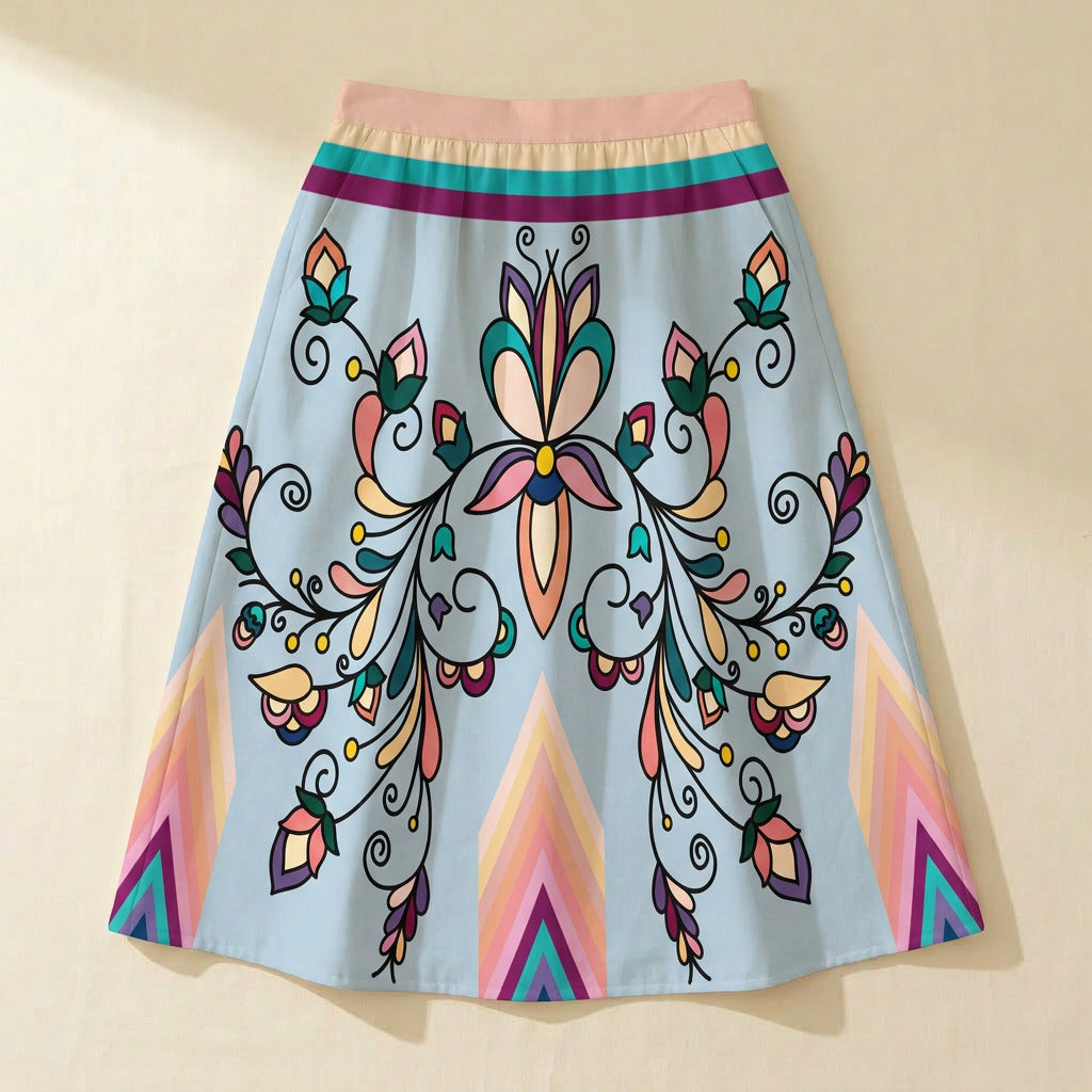 Guardian Petals Pastel Elastic Waist Pocket Midi Skirt