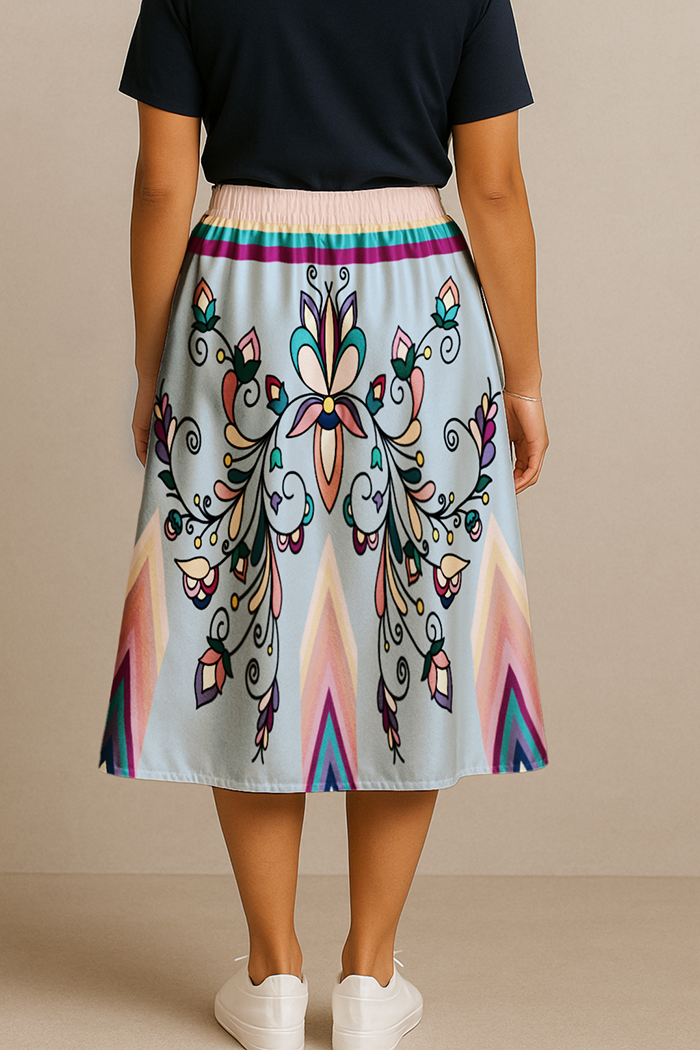Guardian Petals Pastel Elastic Waist Pocket Midi Skirt