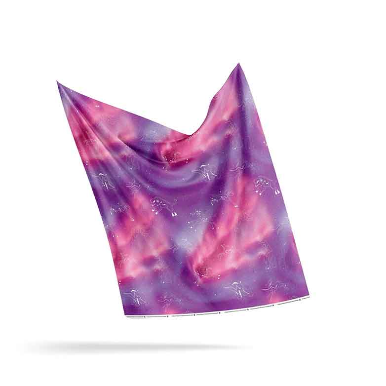 Animal Ancestors Aurora Gases Pink and Purple Satin Fabric By the Yard Pre Order