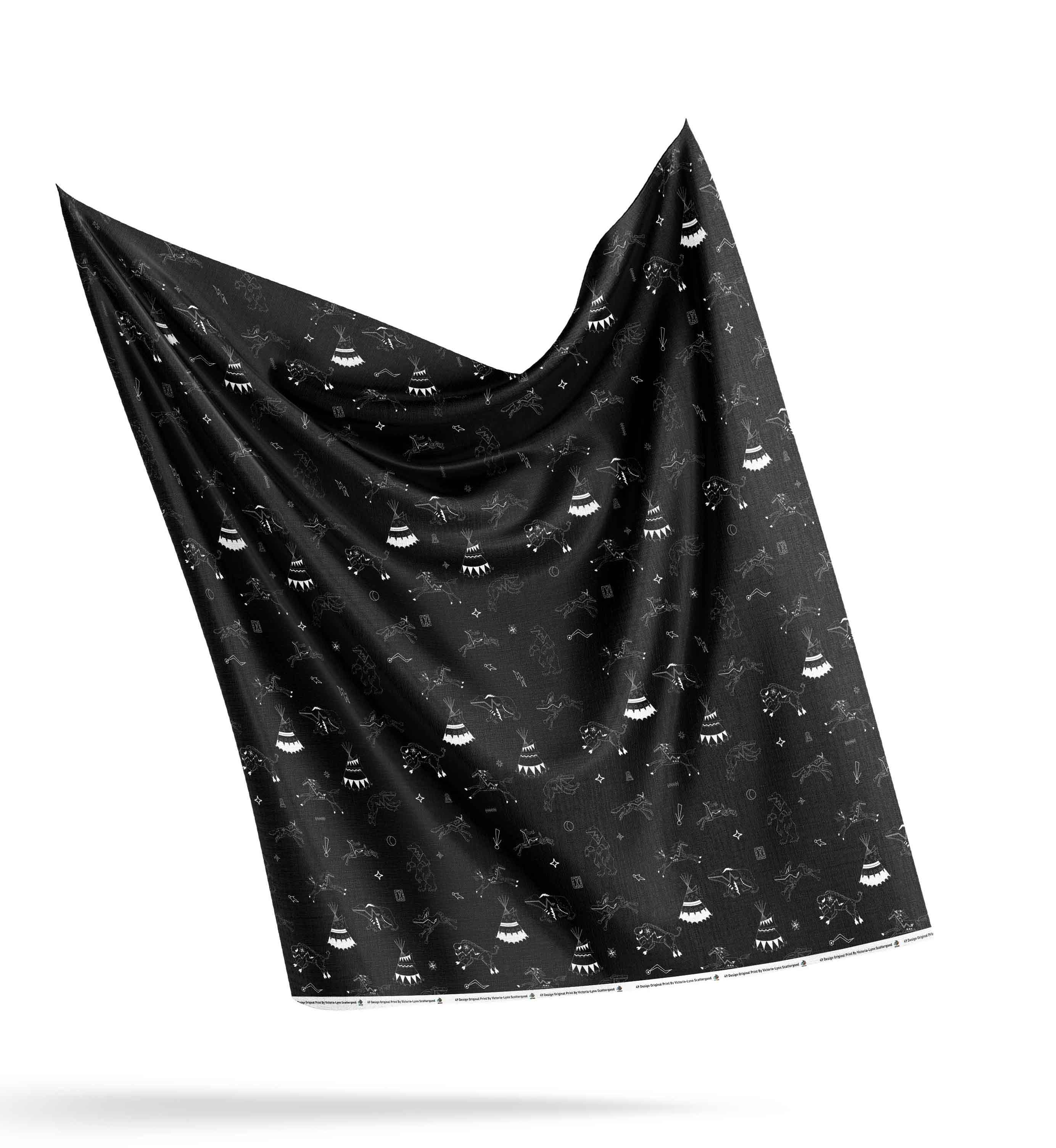 Ledger Dabbles Black Satin Fabric By the Yard Pre Order