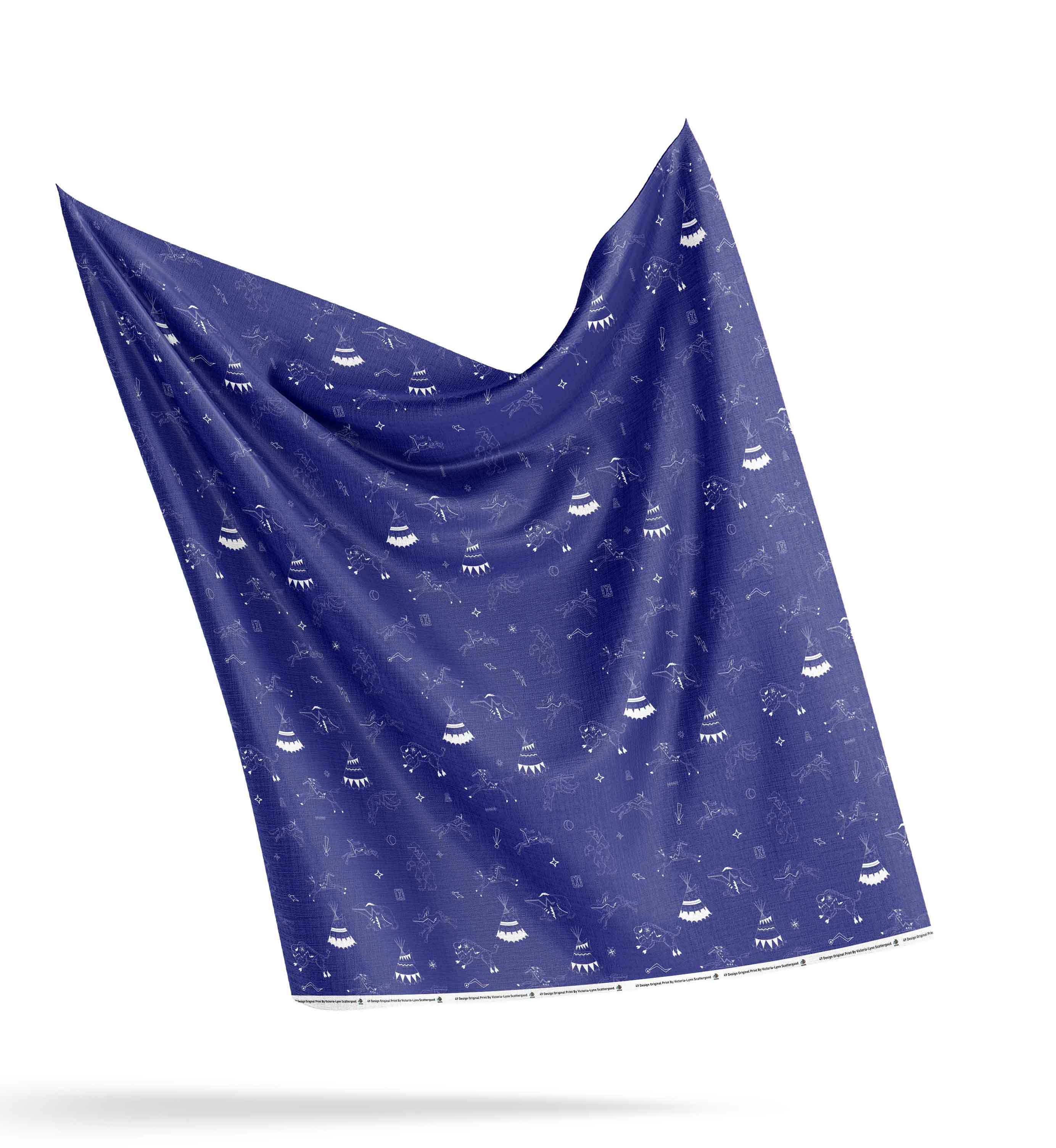 Ledger Dabbles Blue Satin Fabric By the Yard Pre Order