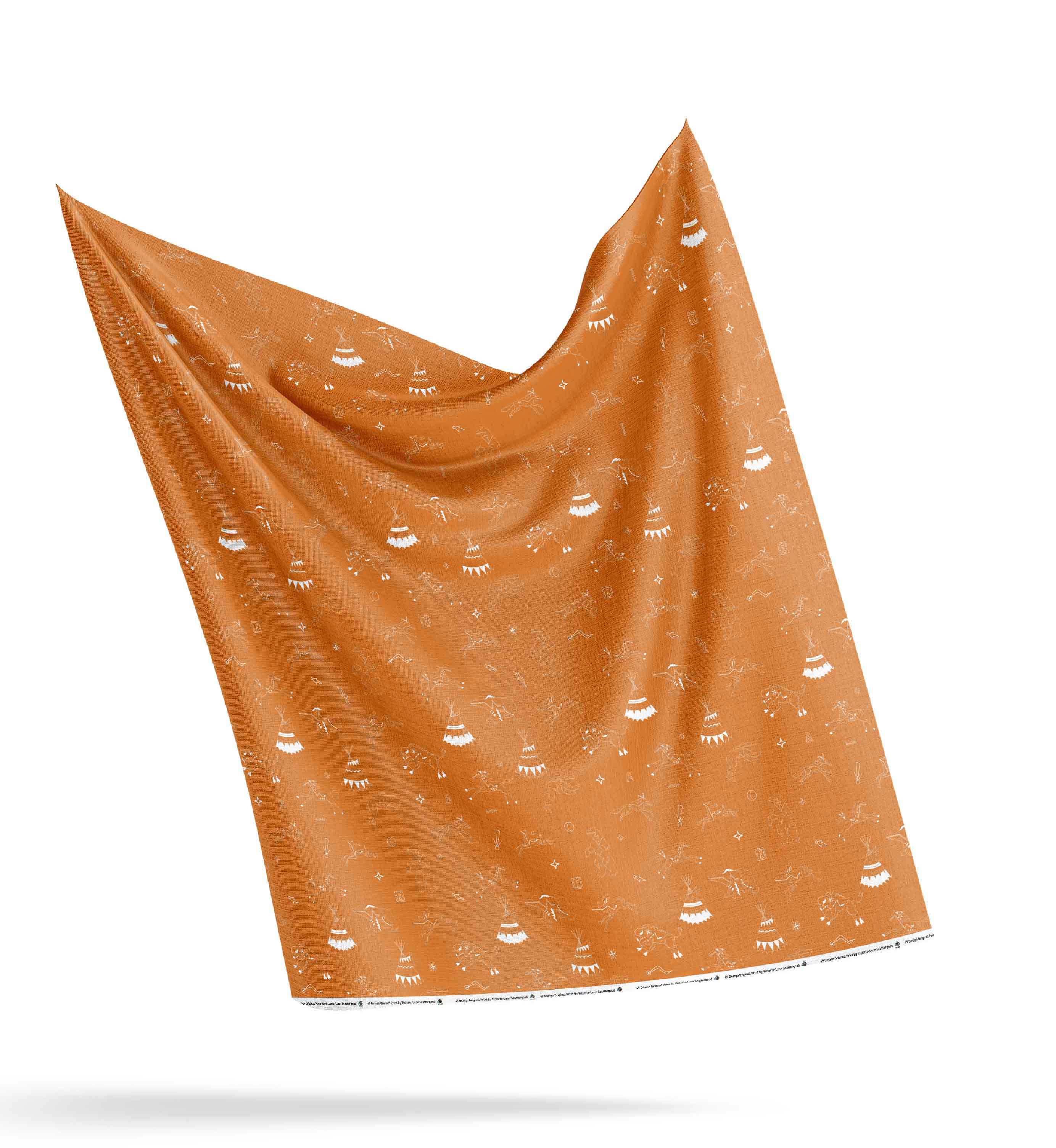 Ledger Dabbles Orange Satin Fabric By the Yard Pre Order