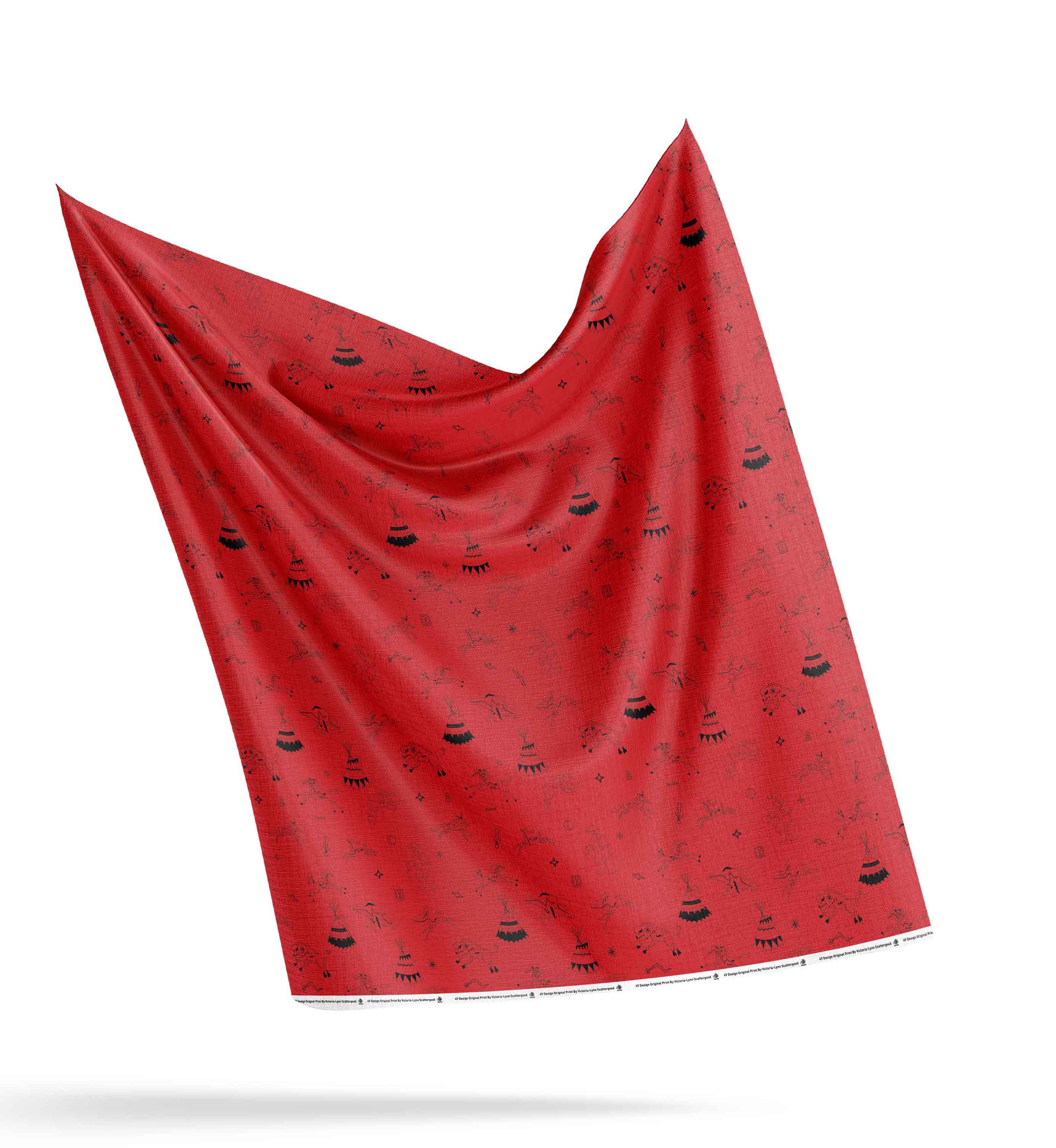 Ledger Dabbles Red Satin Fabric By the Yard Pre Order