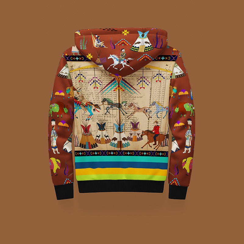 Horse Raid Rust Sherpa Hoodie