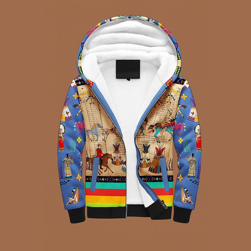 Horse Raid Blue Sherpa Hoodie