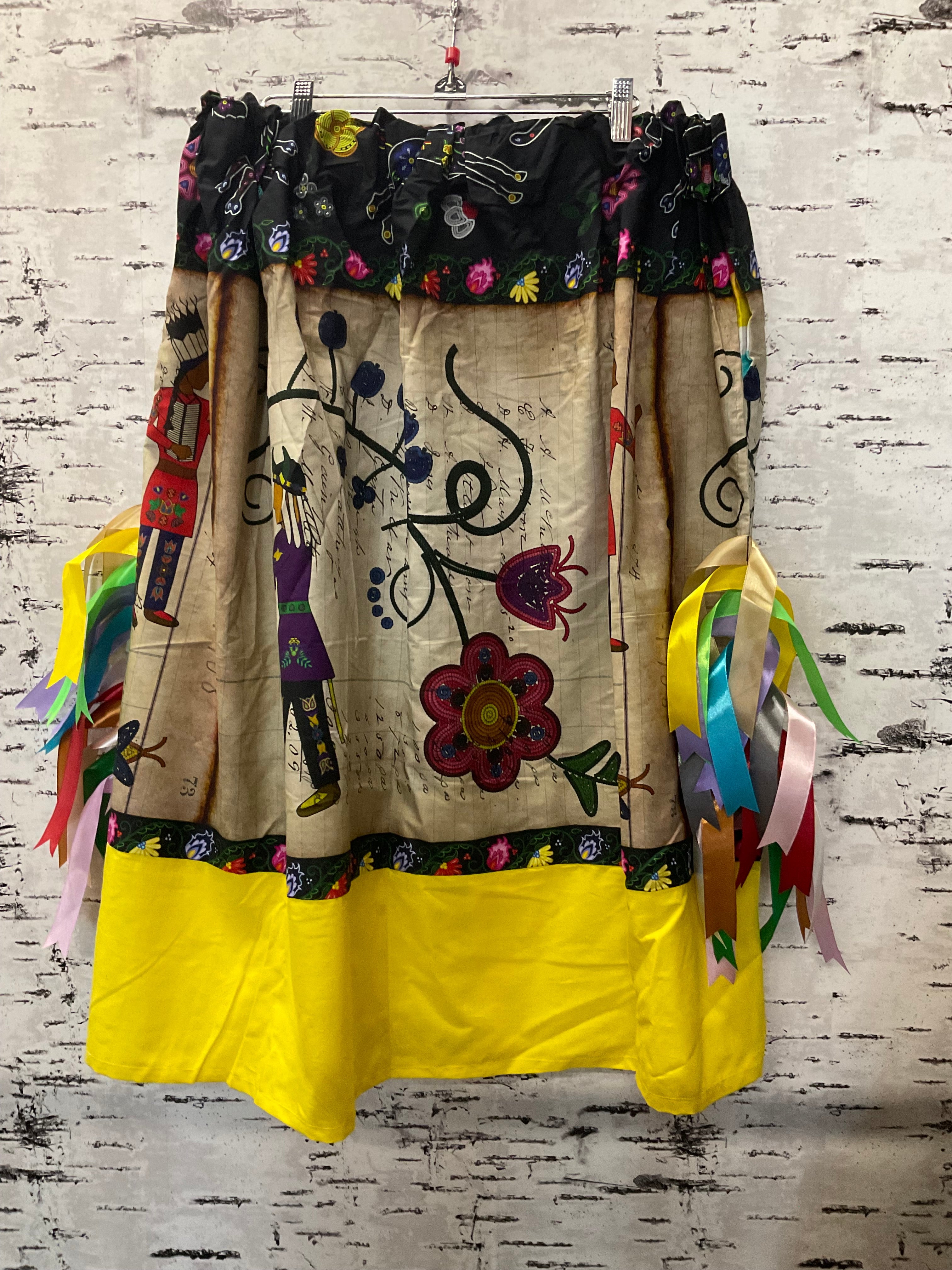 Handmade Floral Ledger w/ Floral beaded Top Ribbon Skirt