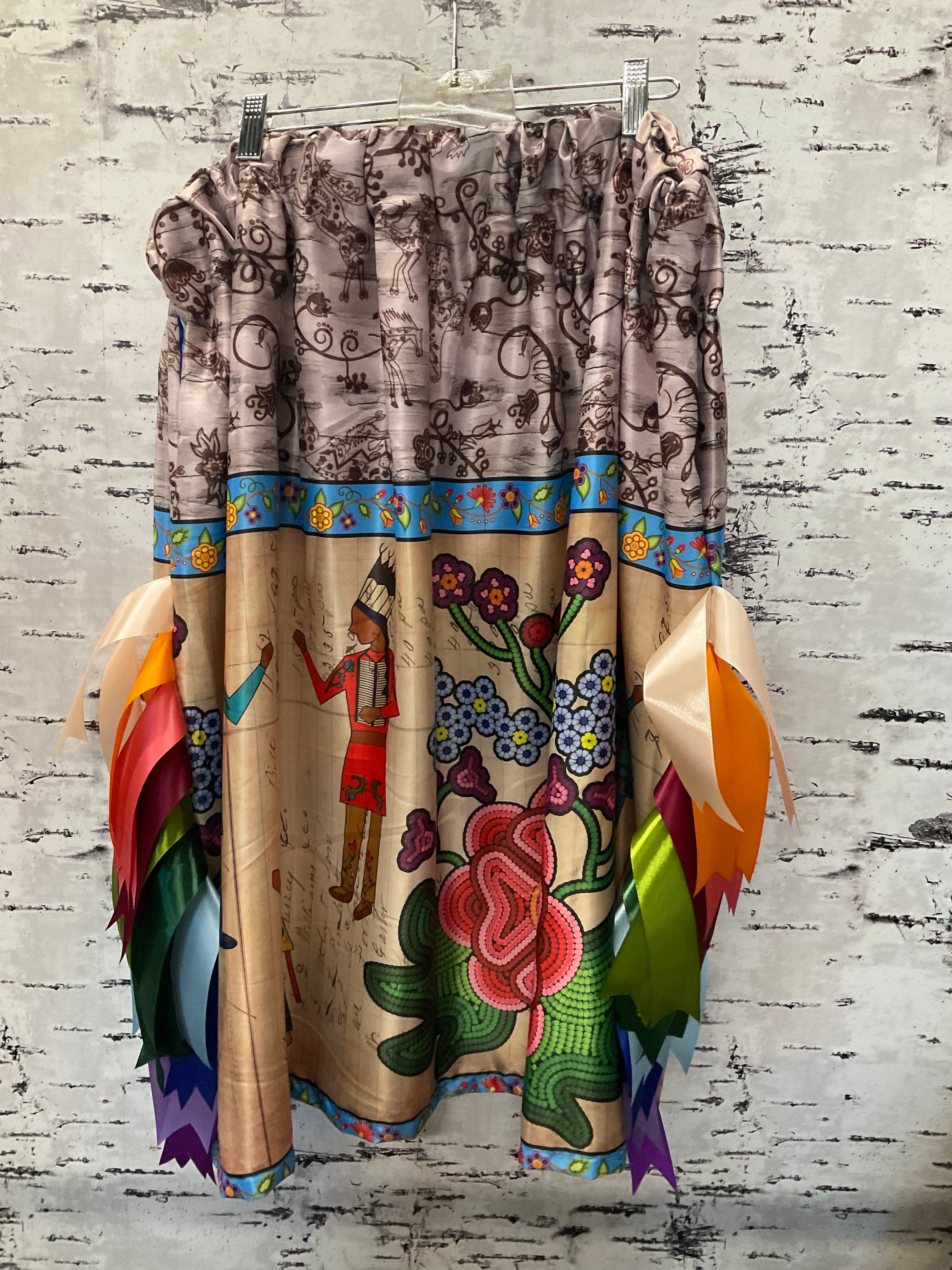 Handmade Satin Floral Ledger w/ Birch Ribbon Skirt