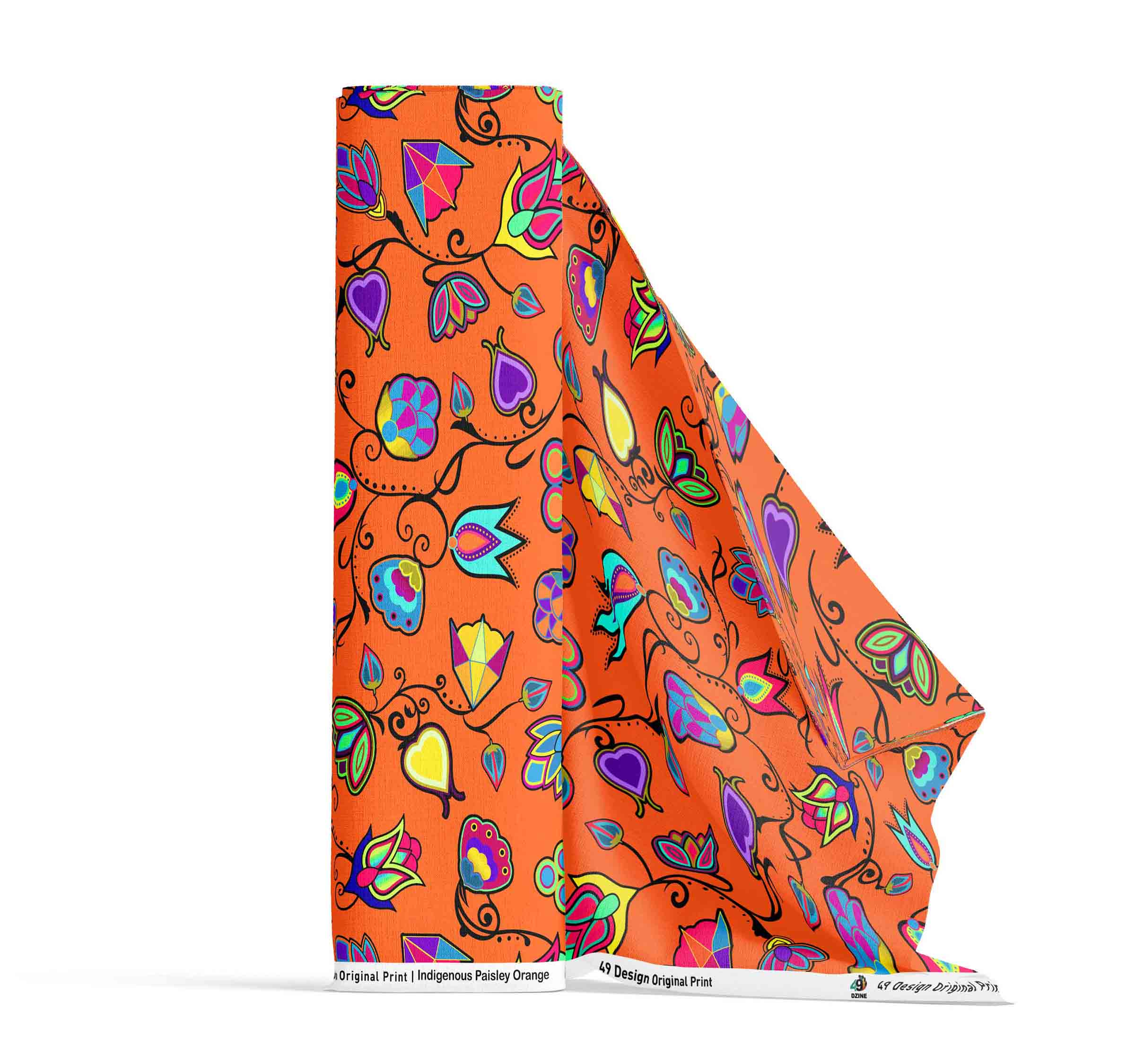 Indigenous Paisley Orange 56 Inch Cotton Poplin Pre Order