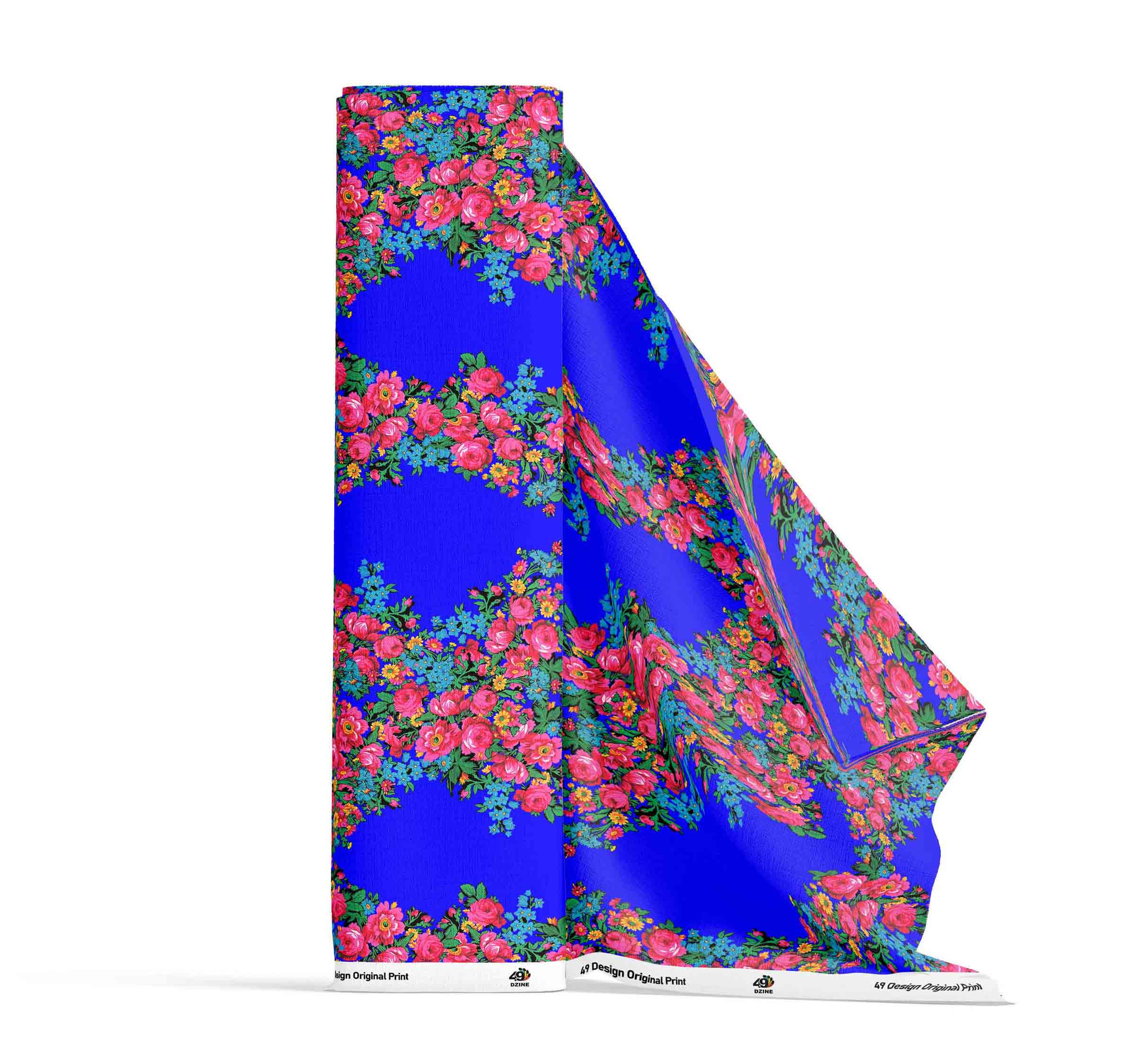 Kokum's Revenge Blue Satin Fabric By the Yard Pre Order