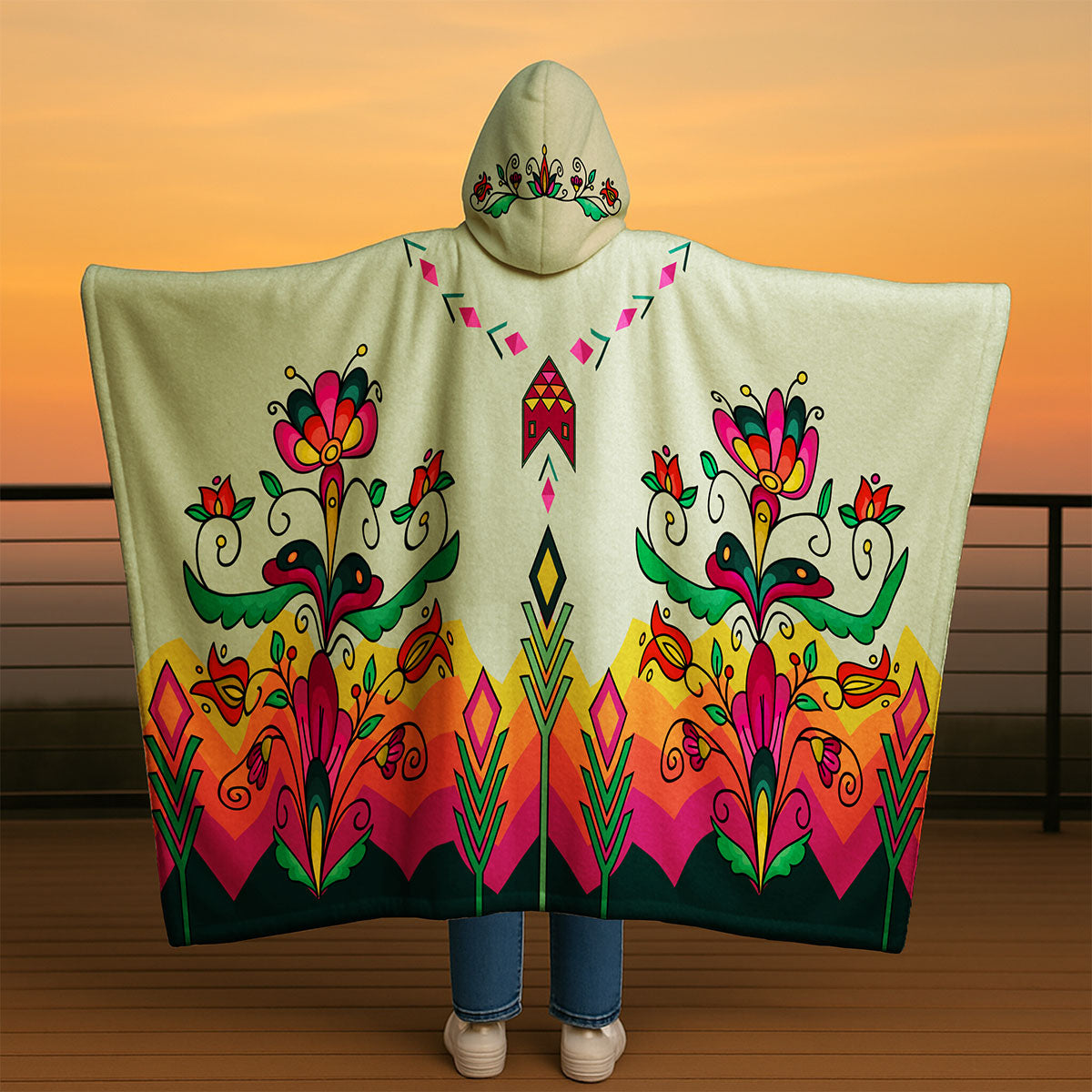 Autumn Kinship Wreath Women's Hooded Blanket