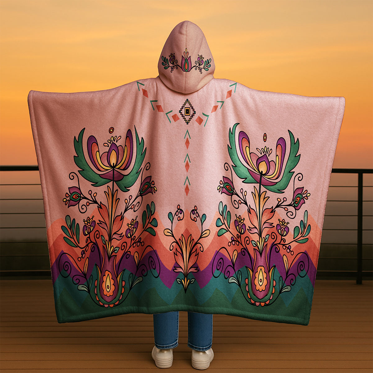 Cedar Wind Bloom Women's Hooded Blanket
