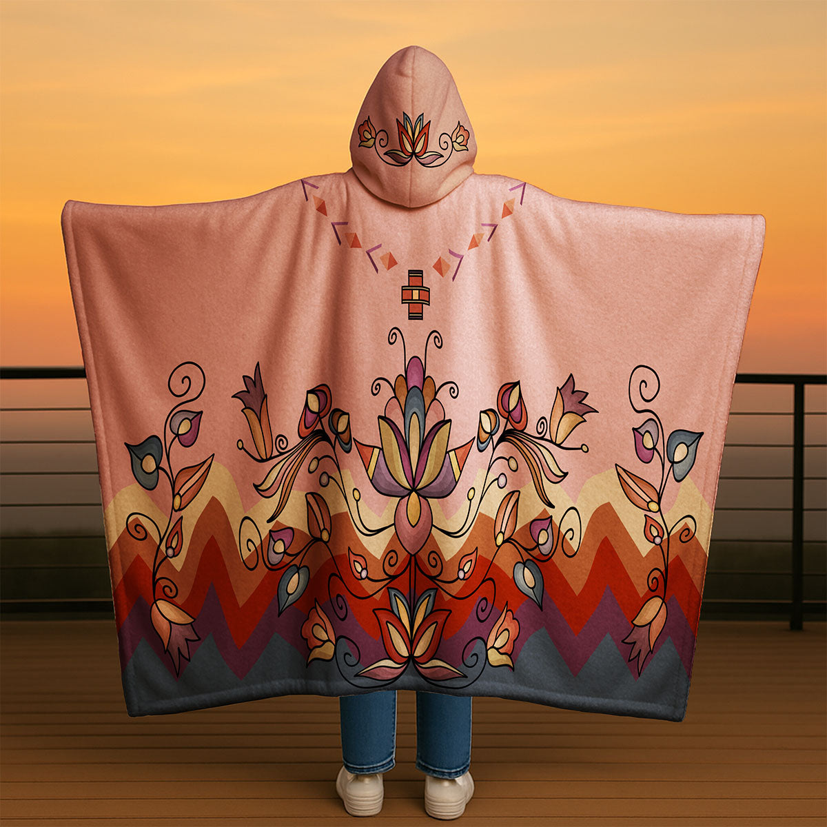 Ember Blossom Women's Hooded Blanket