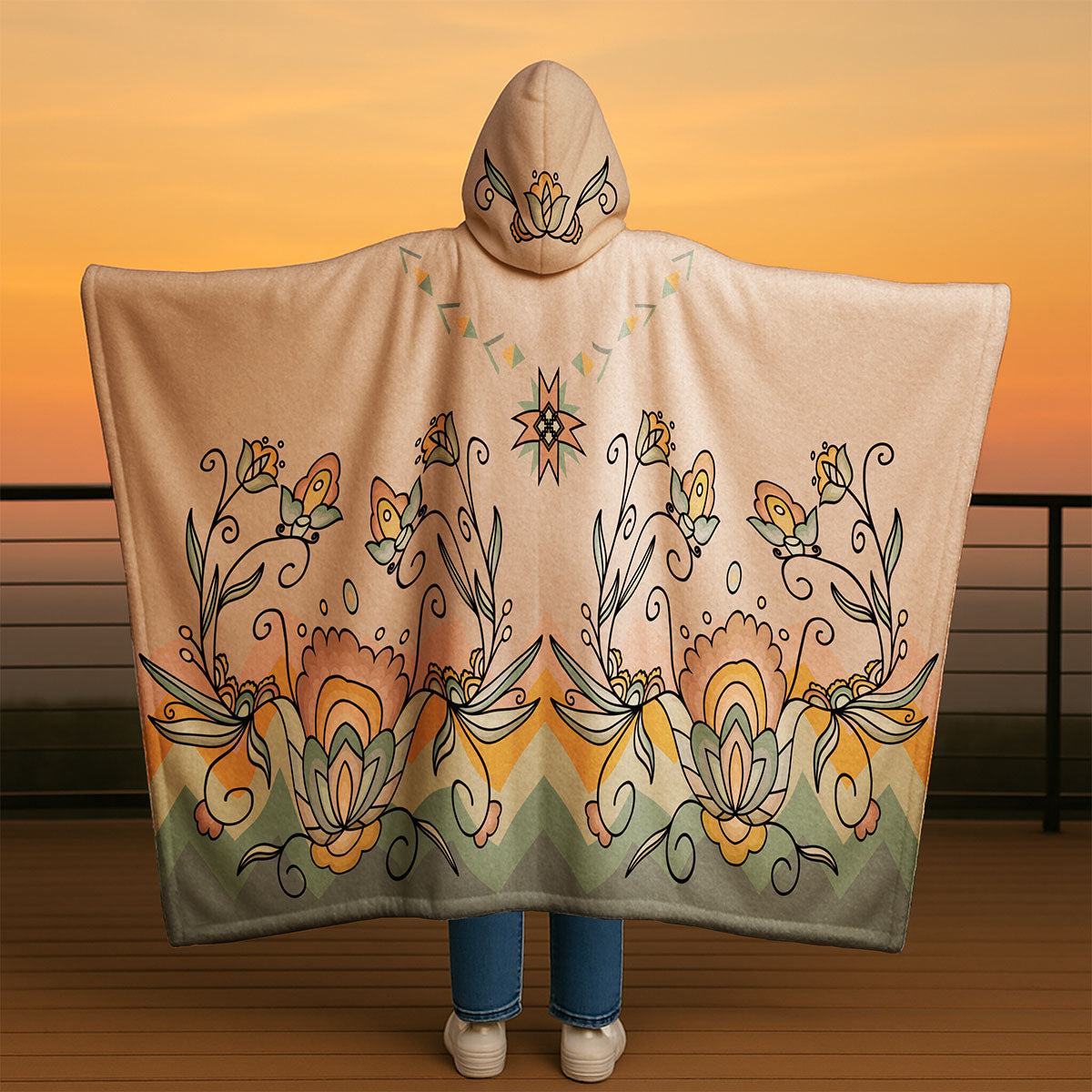 Falling Leaf Rising Bloom Women's Hooded Blanket