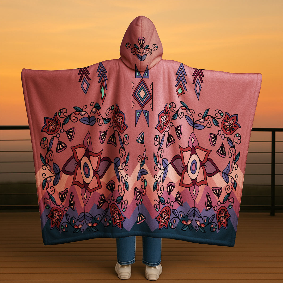 Frost Flower Circle Women's Hooded Blanket