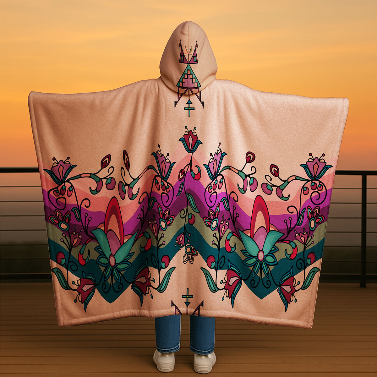 Frosted Petals Women's Hooded Blanket