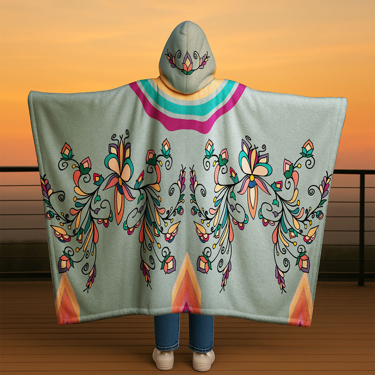 Guardian Petals Pastel Women's Hooded Blanket