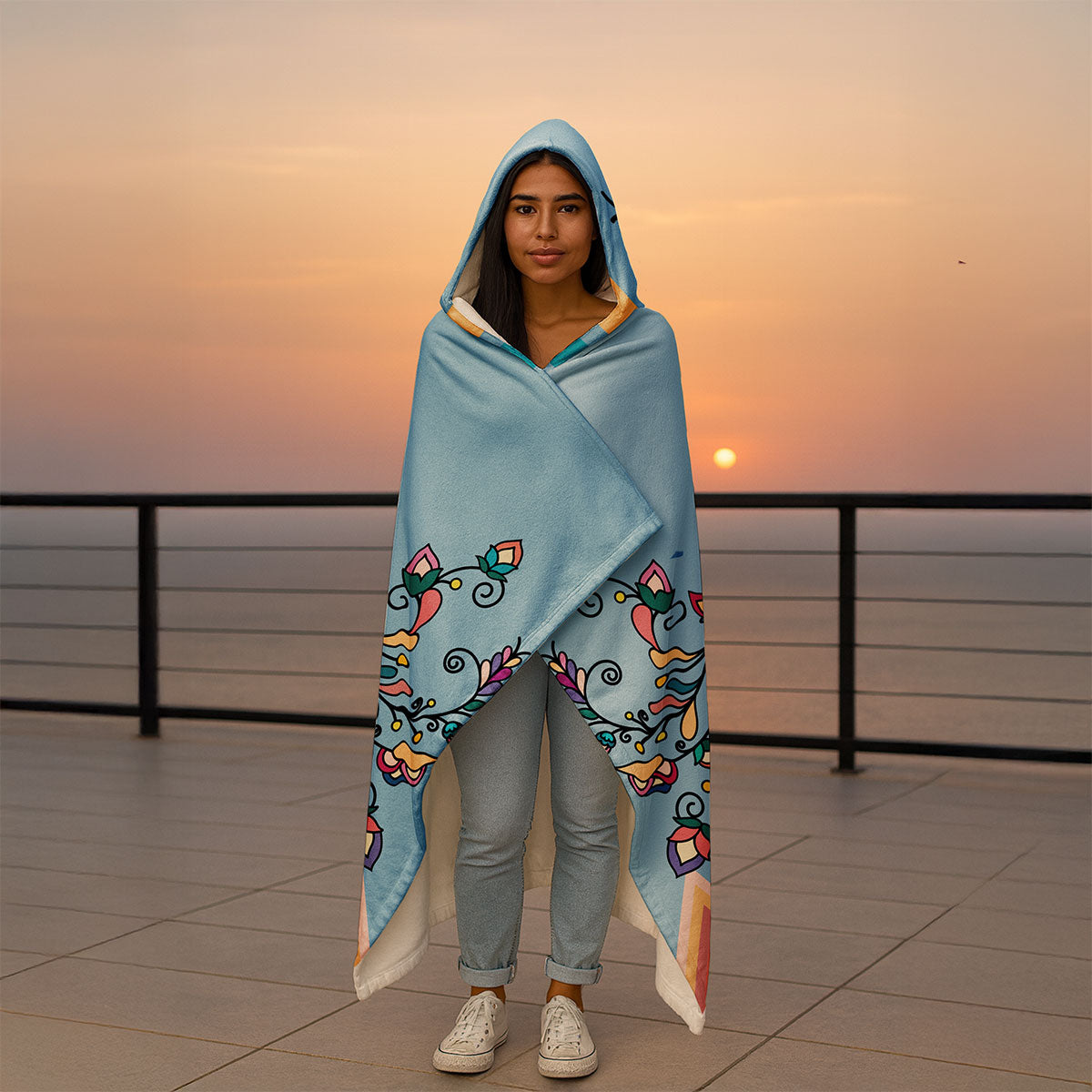 Guardian Petals Pastel Women's Hooded Blanket