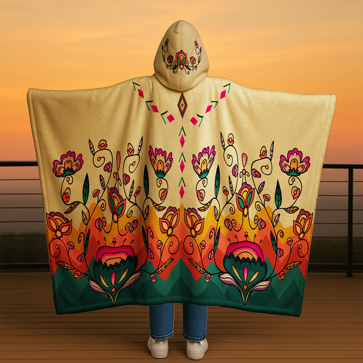 Maple Shine Ribbon Rose Women's Hooded Blanket