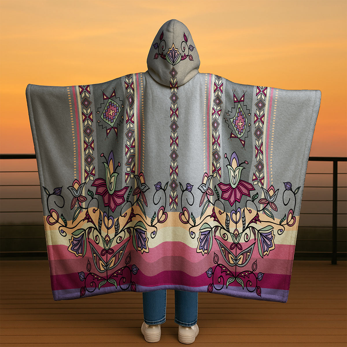 Moonlit Frost Women's Hooded Blanket