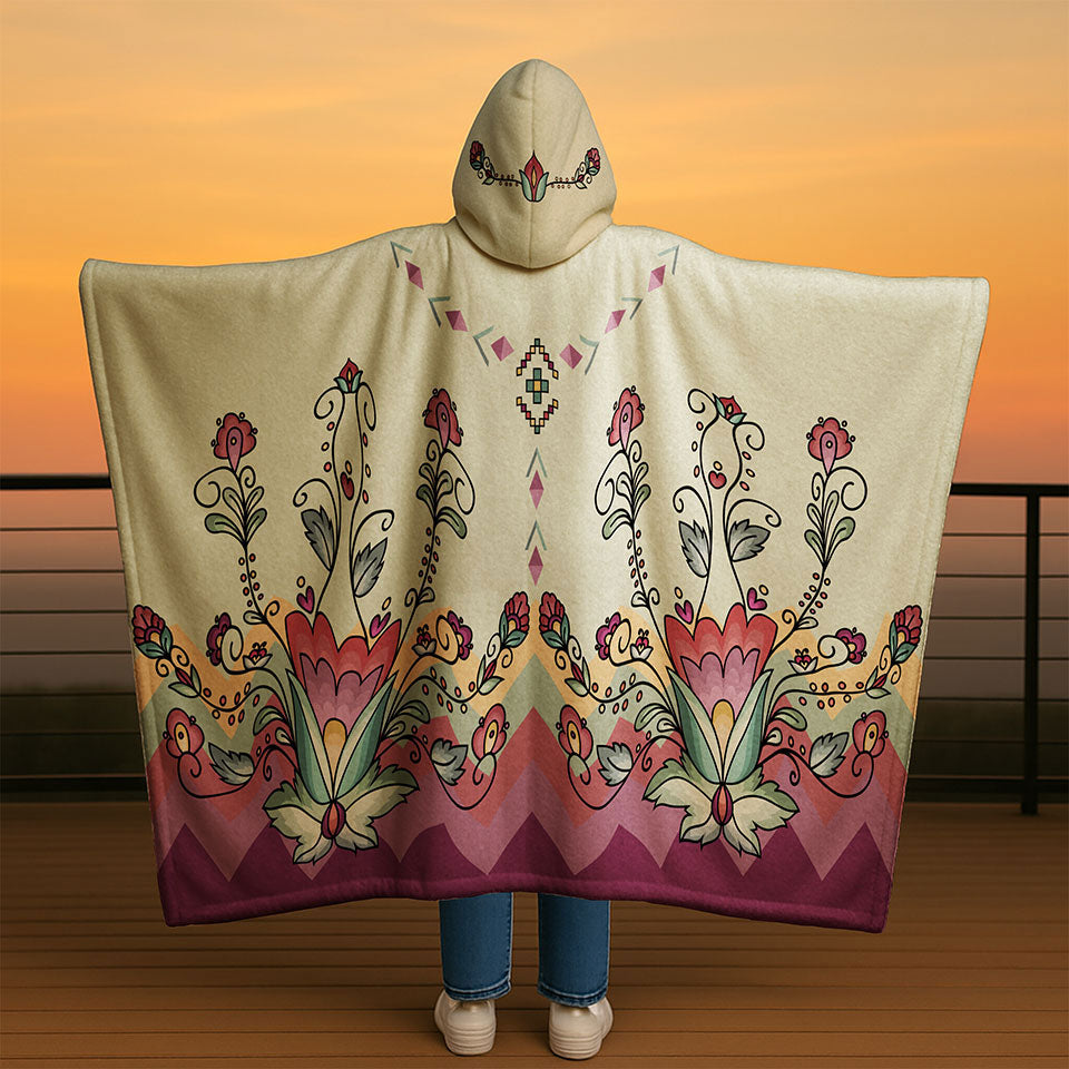 Sunset Berry Bloom Women's Hooded Blanket