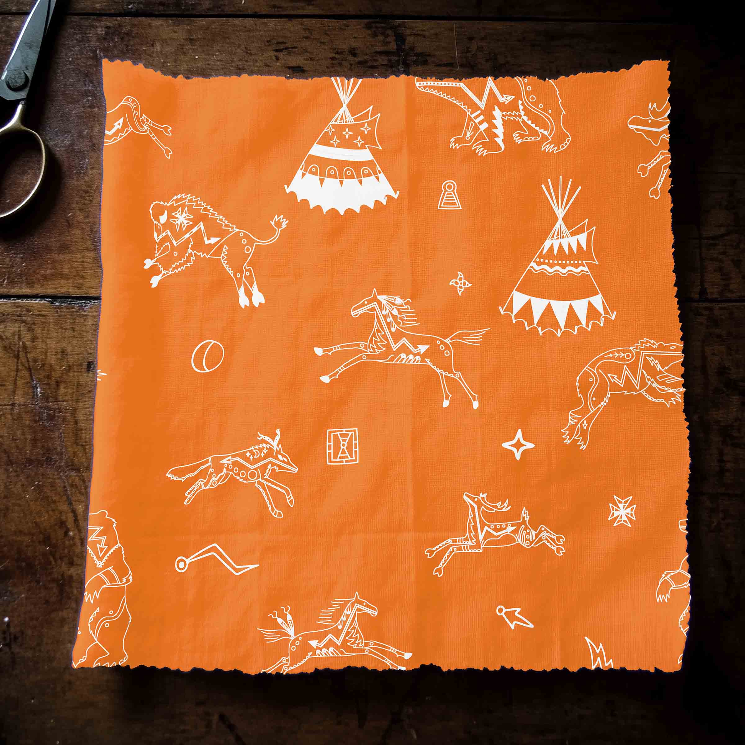 Ledger Dabbles Orange Satin Fabric By the Yard Pre Order