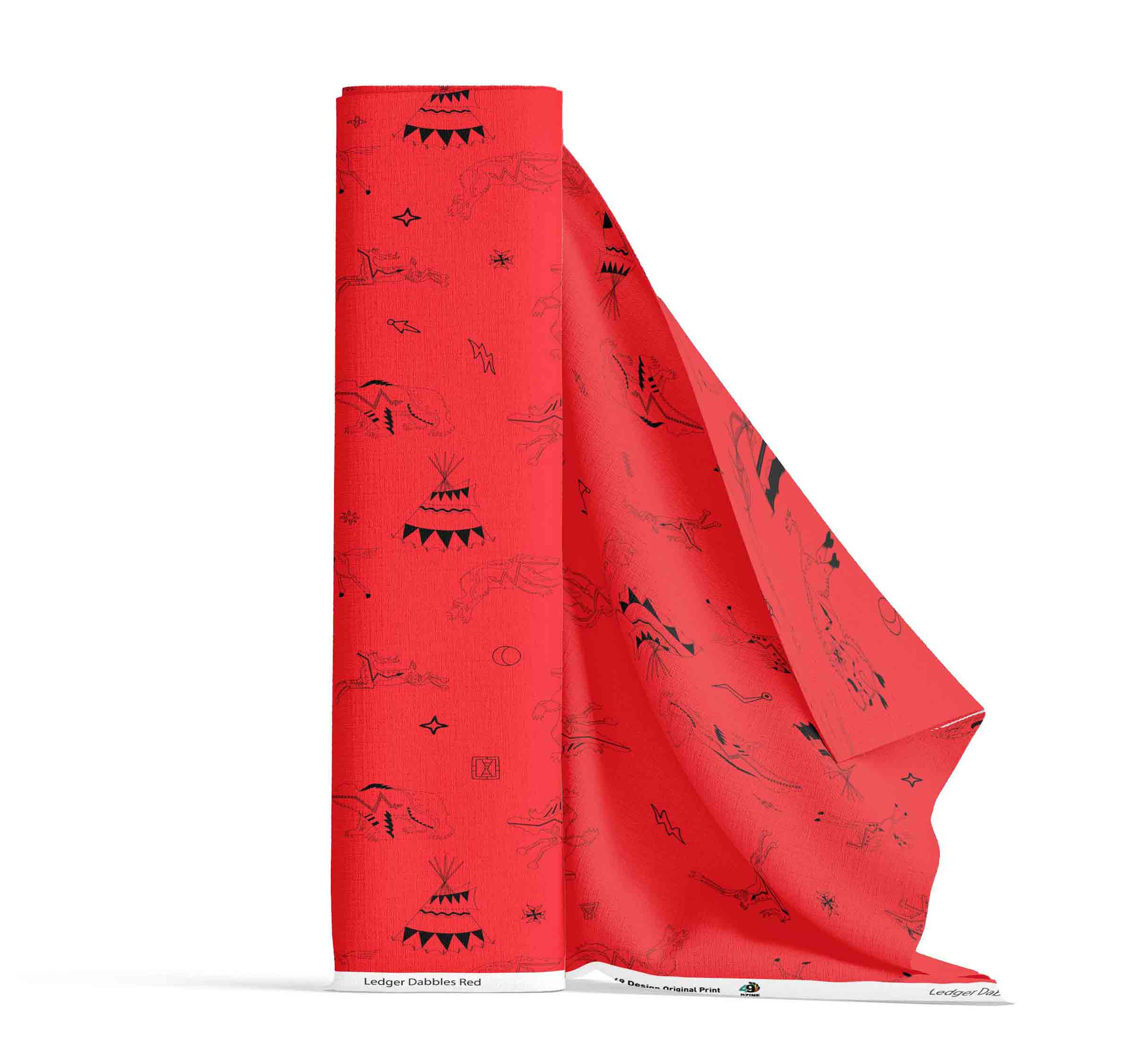 Ledger Dabbles Red Satin Fabric By the Yard Pre Order