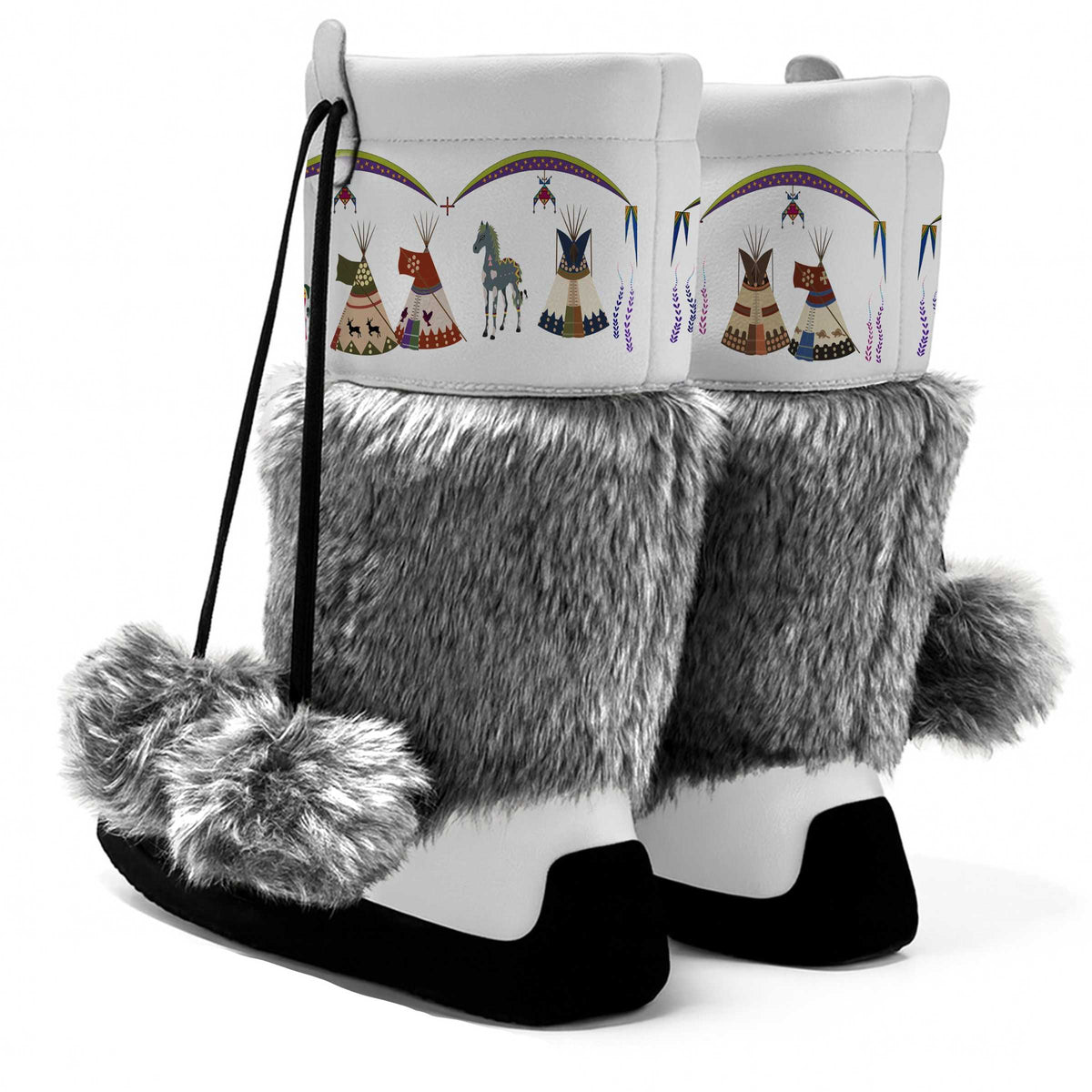 Legacy of the Rainy Chief White Real Leather MocLux Calf with Grey Fur