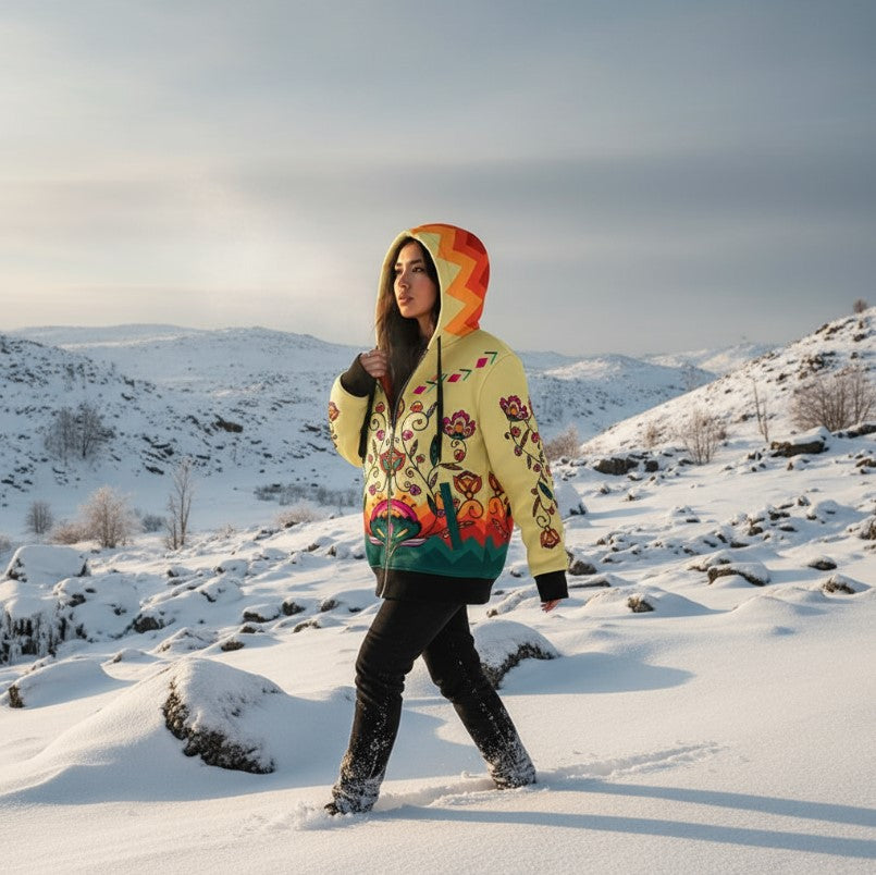 Maple Shine Ribbon Rose Women's Sherpa Hoodie