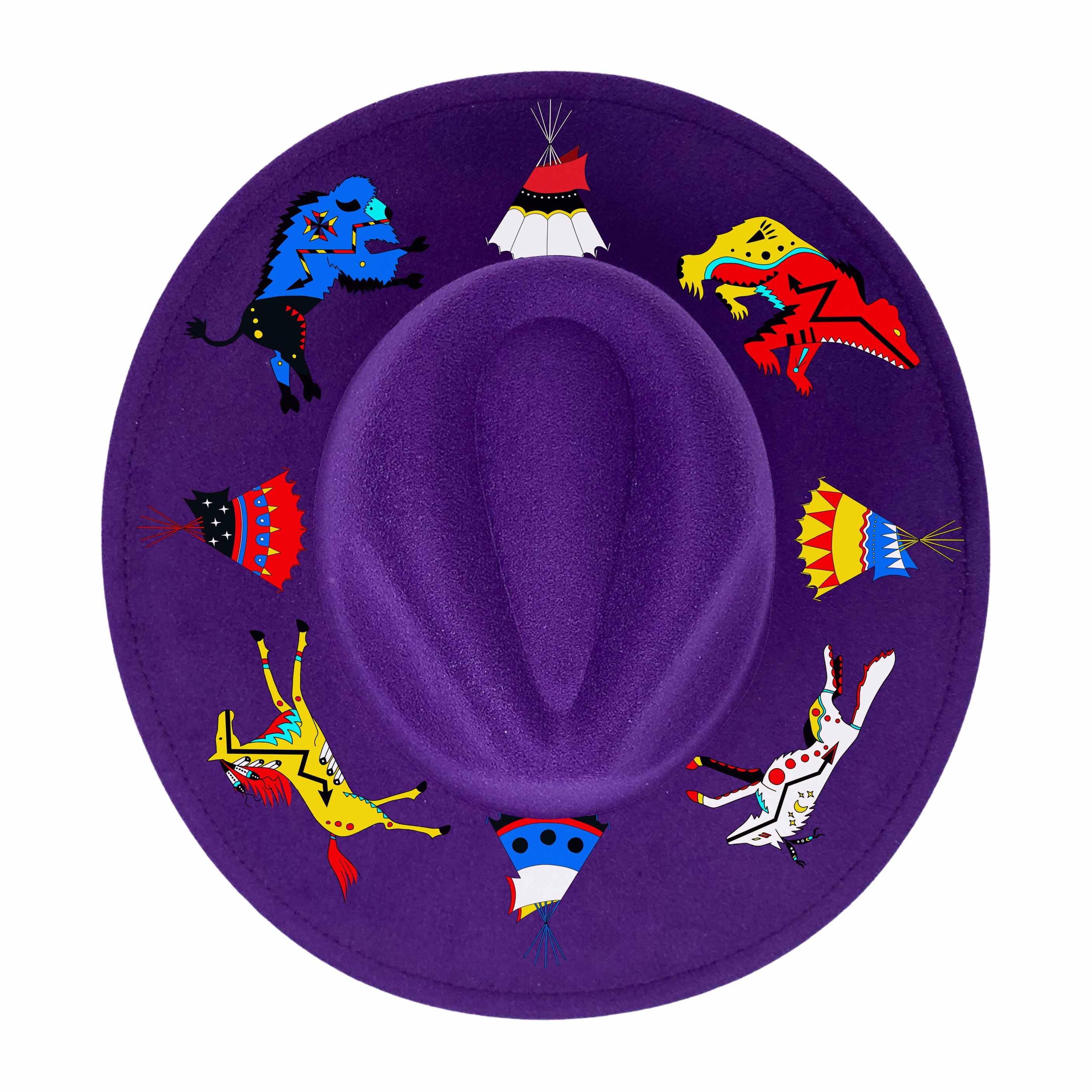 Medicine Wheel Ledger Animals Fedora Hat